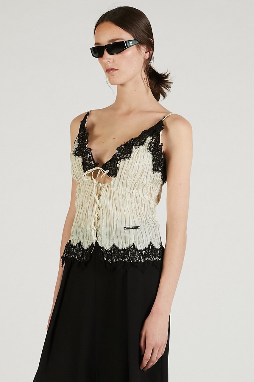 【プランク プロジェクト/PRANK PROJECT】のワッシャーレースキャミトップス / Washer Lace Cami Tops 人気、トレンドファッション・服の通販 founy(ファニー) 　ファッション　Fashion　レディースファッション　Fashion for Women　トップス・カットソー　Cut & Sew Tops　キャミソール&ノースリーブ　Camisoles & Sleeveless Tops　シャツ・ブラウス・オフィスカジュアル　Elegant Blouses & Button-Ups　おすすめ　Recommended / Our Picks　インナー　Innerwear　キャミ　Camisole, Cami Top　コンビ　Combo, Combination Style　ストライプ　Stripe, Striped Pattern　ノースリーブ　Sleeveless, No-Sleeve　ランジェリー　Lingerie, Intimate Wear　ランダム　Random, Irregular　レース　Lace, Lace Fabric　ワッシャー　Washer, Crinkled Finish　羽織　Haori, Light Jacket　other-8|ID: prp329100004636718 ipo3291000000033407494
