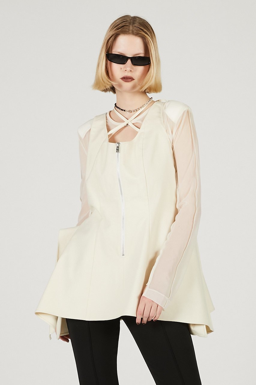 【プランク プロジェクト/PRANK PROJECT】のストレッチダブルサテンスクエアヘムトップ / Stretch Double Satin Square Hem Top 人気、トレンドファッション・服の通販 founy(ファニー) 　ファッション　Fashion　レディースファッション　Fashion for Women　トップス・カットソー　Cut & Sew Tops　シャツ・ブラウス・オフィスカジュアル　Elegant Blouses & Button-Ups　ショート　Short, Short Length　スクエア　Square, Square Shape　スリーブ　Sleeve, Long Sleeve / Short Sleeve　フォーマル　Formal, Dressy　other-6|ID: prp329100004636719 ipo3291000000033407506