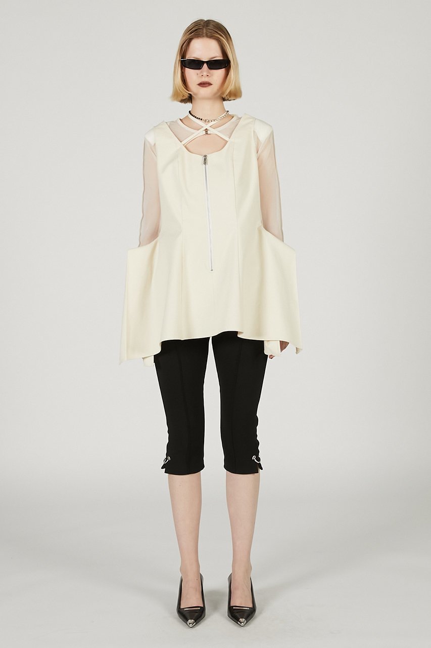 【プランク プロジェクト/PRANK PROJECT】のストレッチダブルサテンスクエアヘムトップ / Stretch Double Satin Square Hem Top 人気、トレンドファッション・服の通販 founy(ファニー) 　ファッション　Fashion　レディースファッション　Fashion for Women　トップス・カットソー　Cut & Sew Tops　シャツ・ブラウス・オフィスカジュアル　Elegant Blouses & Button-Ups　ショート　Short, Short Length　スクエア　Square, Square Shape　スリーブ　Sleeve, Long Sleeve / Short Sleeve　フォーマル　Formal, Dressy　other-7|ID: prp329100004636719 ipo3291000000033407507