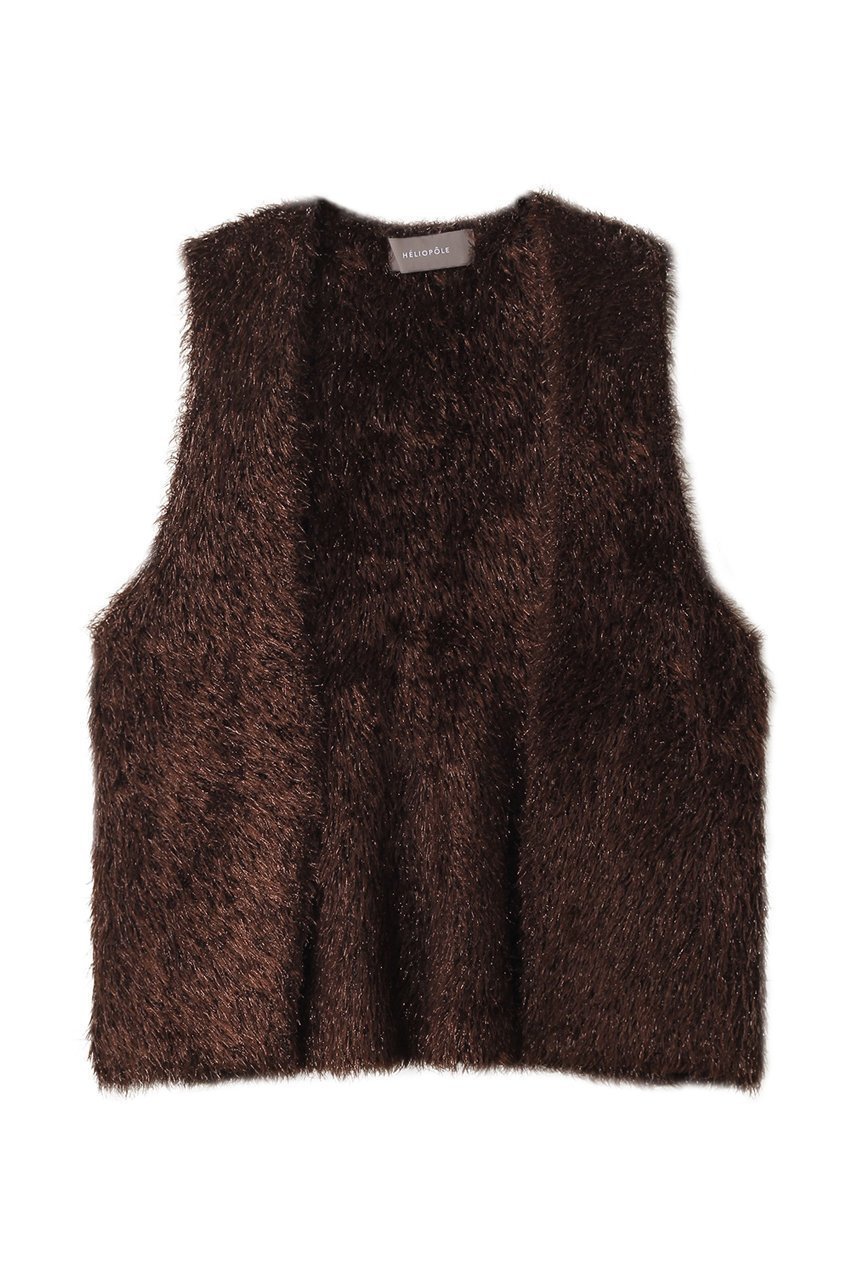 【エリオポール/heliopole】のグリッターニットジレ インテリア・キッズ・メンズ・レディースファッション・服の通販 founy(ファニー) 　ファッション　Fashion　レディースファッション　Fashion for Women　アウター　Coat / Outerwear Collection　レディースジャケット・軽アウター　Jackets　2025年　2025　2025-2026秋冬・A/W　Autumn/Winter 2025–26 AW25–26　おすすめ　Recommended / Our Picks　ジャケット　Jacket, Outerwear　セットアップ　Set-Up, Coordinated Outfit　パーティ　Party, Party Style　フェザーヤーン　Feather Yarn, Fluffy Yarn　ベスト　Vest, Waistcoat　秋　Autumn　A/W・秋冬　Autumn/Winter　ダークブラウン|ID: prp329100004636724 ipo3291000000033407538