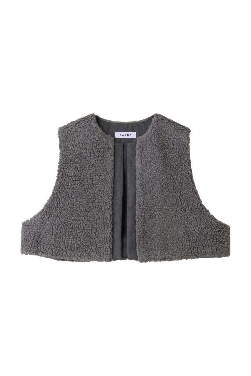 【サクラ/SACRA】のプードルファーショートベスト インテリア・キッズ・メンズ・レディースファッション・服の通販 founy(ファニー) 　ファッション　Fashion　レディースファッション　Fashion for Women　アウター　Coat / Outerwear Collection　レディースジャケット・軽アウター　Jackets　2025年　2025　2025-2026秋冬・A/W　Autumn/Winter 2025–26 AW25–26　クロップド　Cropped, Short Length　ジャケット　Jacket, Outerwear　バランス　Balance, Style Balance　ベスト　Vest, Waistcoat　A/W・秋冬　Autumn/Winter　グレー|ID: prp329100004636727 ipo3291000000033407562