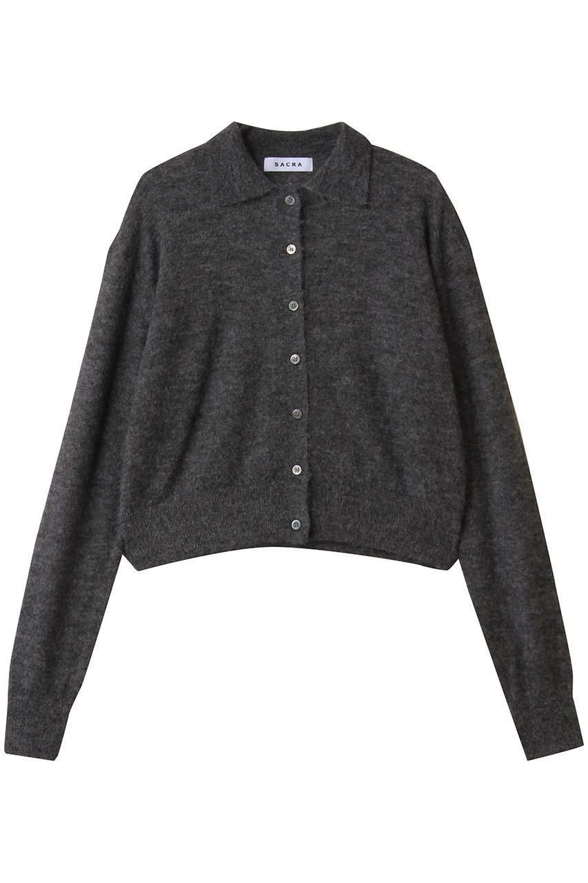 【サクラ/SACRA】のエクストラファインモヘヤカーディガン インテリア・キッズ・メンズ・レディースファッション・服の通販 founy(ファニー) 　ファッション　Fashion　レディースファッション　Fashion for Women　トップス・カットソー　Cut & Sew Tops　ニット　Knit Tops & Sweaters　カーディガン・羽織り　Layered Style Cardigans　2025年　2025　2025-2026秋冬・A/W　Autumn/Winter 2025–26 AW25–26　カーディガン　Cardigan, Knitwear　クロップド　Cropped, Short Length　シアー　Sheer, See-Through　バランス　Balance, Style Balance　A/W・秋冬　Autumn/Winter　チャコール|ID: prp329100004636738 ipo3291000000033407645
