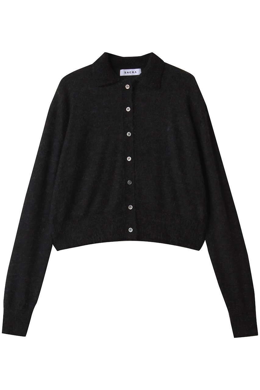 【サクラ/SACRA】のエクストラファインモヘヤカーディガン インテリア・キッズ・メンズ・レディースファッション・服の通販 founy(ファニー) 　ファッション　Fashion　レディースファッション　Fashion for Women　トップス・カットソー　Cut & Sew Tops　ニット　Knit Tops & Sweaters　カーディガン・羽織り　Layered Style Cardigans　2025年　2025　2025-2026秋冬・A/W　Autumn/Winter 2025–26 AW25–26　カーディガン　Cardigan, Knitwear　クロップド　Cropped, Short Length　シアー　Sheer, See-Through　バランス　Balance, Style Balance　A/W・秋冬　Autumn/Winter　ブラック|ID: prp329100004636738 ipo3291000000033407647