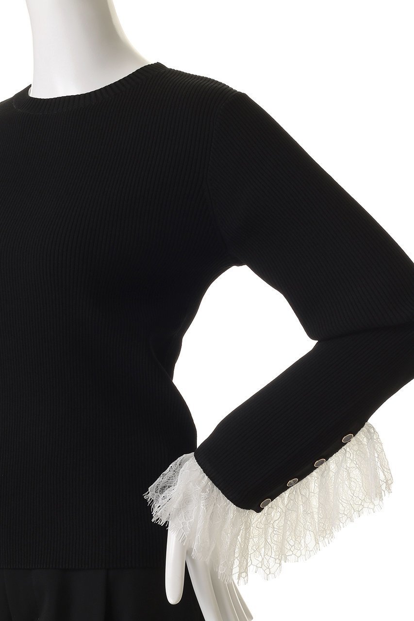 【アルアバイル/allureville】の【Loulou Willoughby】スリーブヘムレースプルオーバー 人気、トレンドファッション・服の通販 founy(ファニー) 　ファッション　Fashion　レディースファッション　Fashion for Women　トップス・カットソー　Cut & Sew Tops　ニット　Knit Tops & Sweaters　カジュアルプルオーバー・ニットトップス　Pullovers & Knit Tops / Casual Pullovers　2025年　2025　2025-2026秋冬・A/W　Autumn/Winter 2025–26 AW25–26　おすすめ　Recommended / Our Picks　ジャケット　Jacket, Outerwear　スリット　Slit, Slit Detail　フェミニン　Feminine, Girly　レース　Lace, Lace Fabric　A/W・秋冬　Autumn/Winter　other-5|ID: prp329100004636750 ipo3291000000033407740