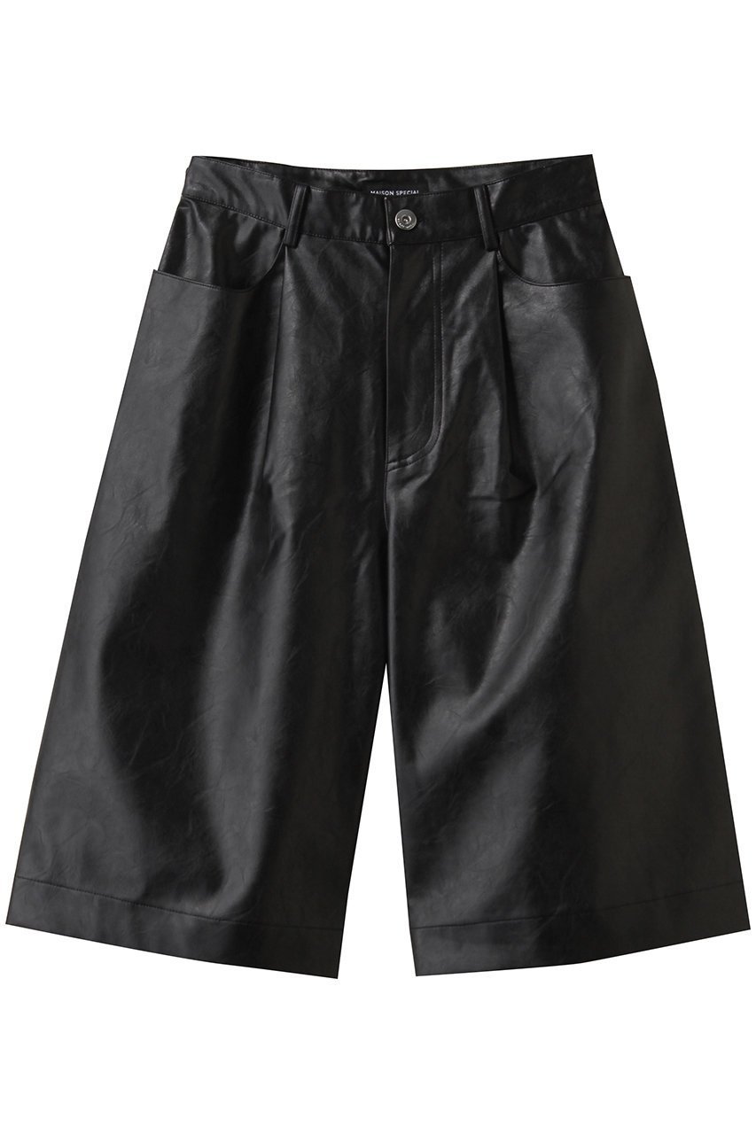 【メゾンスペシャル/MAISON SPECIAL】のLeather Shorts/レザーショートパンツ インテリア・キッズ・メンズ・レディースファッション・服の通販 founy(ファニー) 　ファッション　Fashion　レディースファッション　Fashion for Women　パンツ　Pants & Trousers　ショートパンツ・ハーフパンツ　High-Waisted & Relaxed Shorts　ショート　Short, Short Length　シンプル　Simple, Minimal　ハーフ　Half, Half-Length　フェイクレザー　Faux Leather, PU Leather　ワイド　Wide, Wide Fit　BLK(ブラック)|ID: prp329100004636770 ipo3291000000035759393