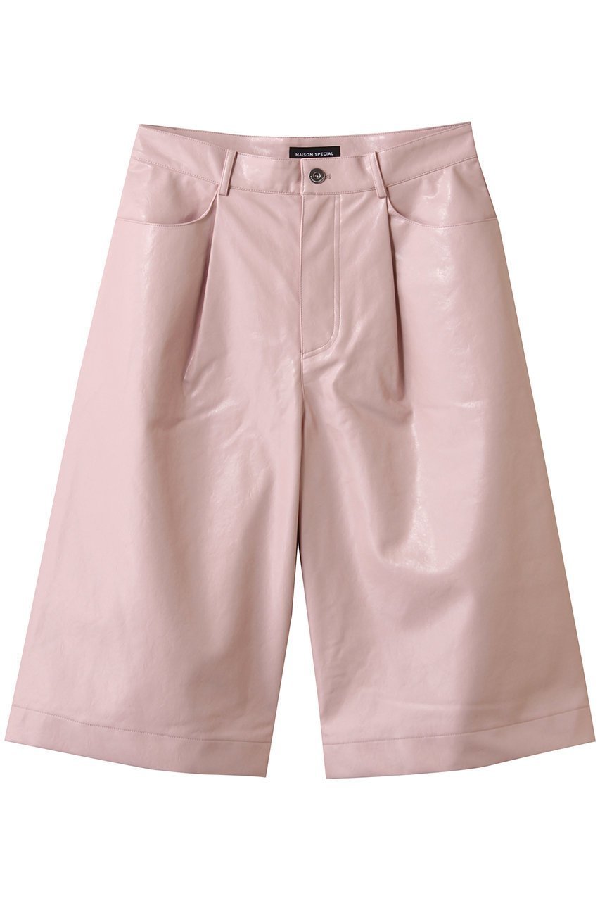 【メゾンスペシャル/MAISON SPECIAL】のLeather Shorts/レザーショートパンツ インテリア・キッズ・メンズ・レディースファッション・服の通販 founy(ファニー) 　ファッション　Fashion　レディースファッション　Fashion for Women　パンツ　Pants & Trousers　ショートパンツ・ハーフパンツ　High-Waisted & Relaxed Shorts　ショート　Short, Short Length　シンプル　Simple, Minimal　ハーフ　Half, Half-Length　フェイクレザー　Faux Leather, PU Leather　ワイド　Wide, Wide Fit　PNK(ピンク)|ID: prp329100004636770 ipo3291000000035759394