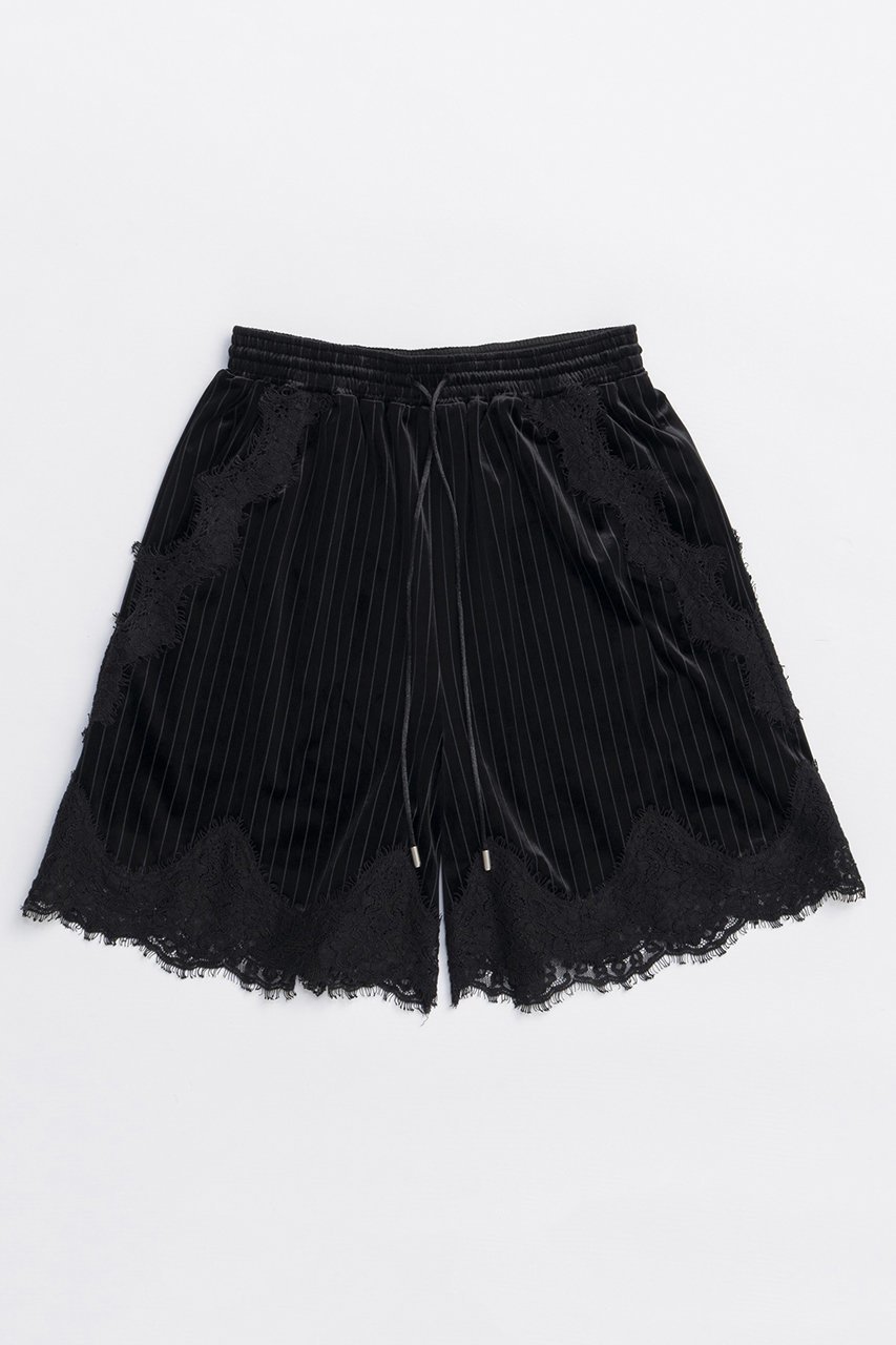 【メゾンスペシャル/MAISON SPECIAL】のHem Lace Velour Shorts/ヘムレースベロアショートパンツ インテリア・キッズ・メンズ・レディースファッション・服の通販 founy(ファニー) 　ファッション　Fashion　レディースファッション　Fashion for Women　パンツ　Pants & Trousers　ショートパンツ・ハーフパンツ　High-Waisted & Relaxed Shorts　エレガント 上品　Elegant　ショート　Short, Short Length　ジャケット　Jacket, Outerwear　スカラップ　Scallop, Scalloped Edge　フェミニン　Feminine, Girly　ベロア　Velour, Soft Velvet　ボトム　Bottoms, Lower Wear　ラグジュアリー　Luxury, Elegant　リラックス　Relax, Relaxed Fit　レース　Lace, Lace Fabric　A/W・秋冬　Autumn/Winter　2025年　2025　2025-2026秋冬・A/W　Autumn/Winter 2025–26 AW25–26　BLK(ブラック)|ID: prp329100004636779 ipo3291000000033407975