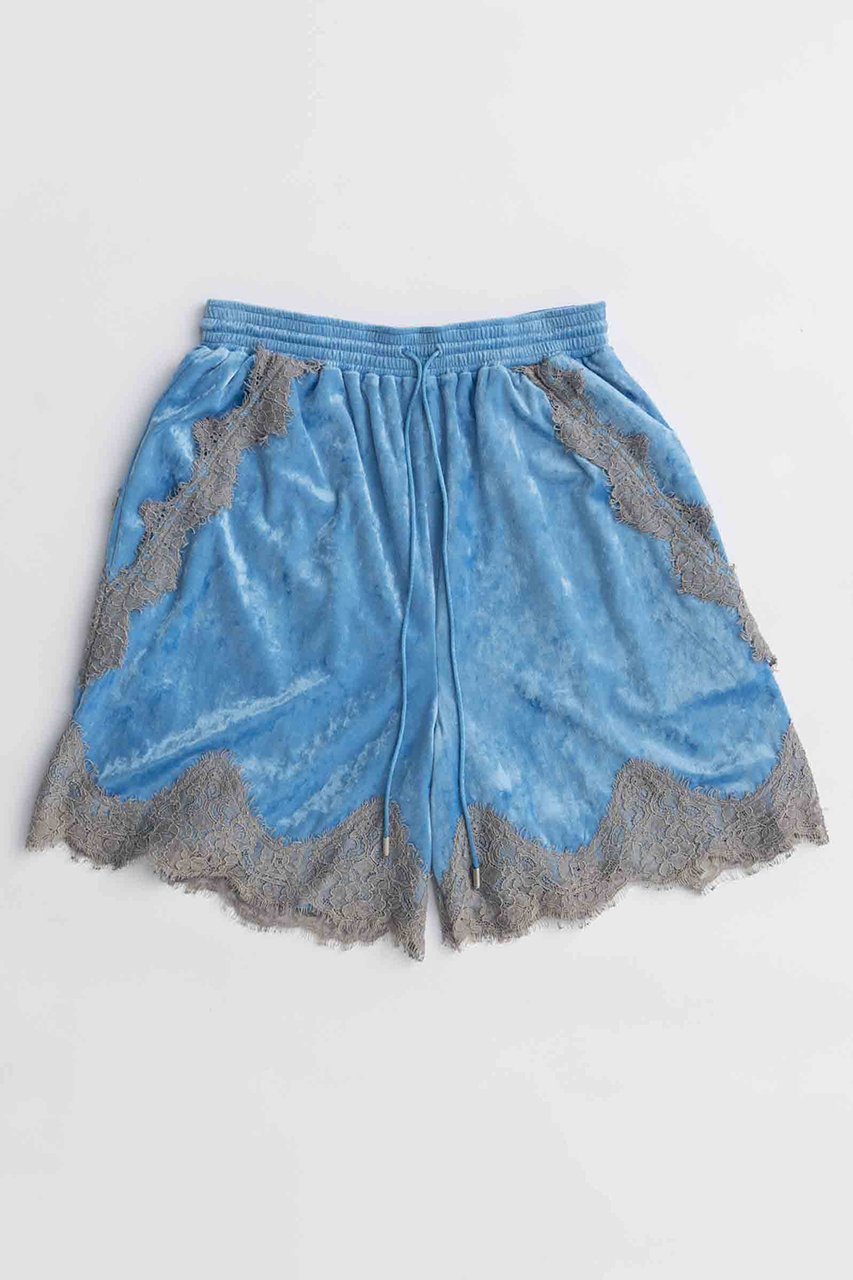【メゾンスペシャル/MAISON SPECIAL】のHem Lace Velour Shorts/ヘムレースベロアショートパンツ インテリア・キッズ・メンズ・レディースファッション・服の通販 founy(ファニー) 　ファッション　Fashion　レディースファッション　Fashion for Women　パンツ　Pants & Trousers　ショートパンツ・ハーフパンツ　High-Waisted & Relaxed Shorts　エレガント 上品　Elegant　ショート　Short, Short Length　ジャケット　Jacket, Outerwear　スカラップ　Scallop, Scalloped Edge　フェミニン　Feminine, Girly　ベロア　Velour, Soft Velvet　ボトム　Bottoms, Lower Wear　ラグジュアリー　Luxury, Elegant　リラックス　Relax, Relaxed Fit　レース　Lace, Lace Fabric　A/W・秋冬　Autumn/Winter　2025年　2025　2025-2026秋冬・A/W　Autumn/Winter 2025–26 AW25–26　BLU(ブルー)|ID: prp329100004636779 ipo3291000000033407976