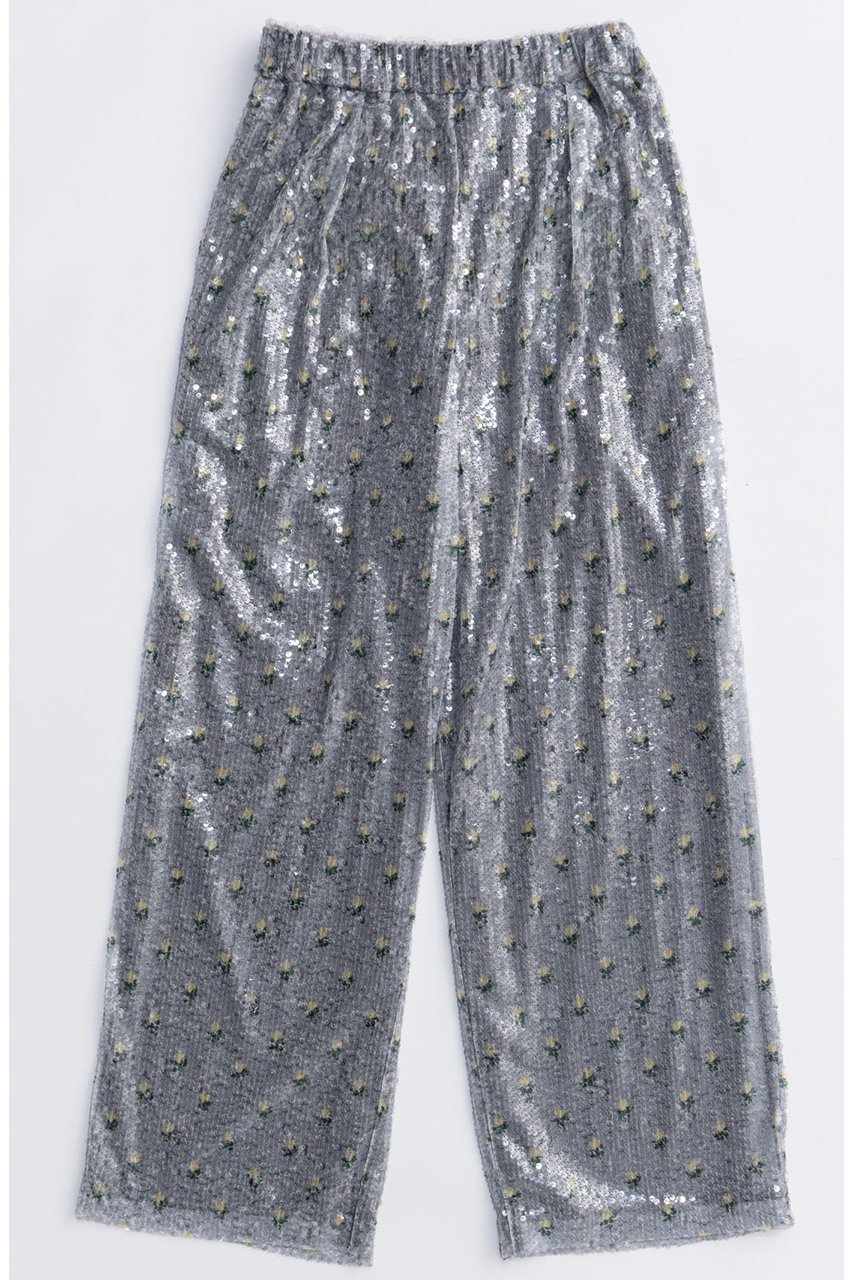 【メゾンスペシャル/MAISON SPECIAL】のFlower Easy Pants/フラワーイージーパンツ インテリア・キッズ・メンズ・レディースファッション・服の通販 founy(ファニー) 　ファッション　Fashion　レディースファッション　Fashion for Women　パンツ　Pants & Trousers　シンプル　Simple, Minimal　ストレート　Straight, Straight Cut　スパンコール　Sequins, Sequin Embellishment　バランス　Balance, Style Balance　フラワー　Flower, Floral　プリント　Print, Printed Pattern　リラックス　Relax, Relaxed Fit　ワイド　Wide, Wide Fit　A/W・秋冬　Autumn/Winter　エレガント 上品　Elegant　2025年　2025　2025-2026秋冬・A/W　Autumn/Winter 2025–26 AW25–26　GRY(グレー)|ID: prp329100004636783 ipo3291000000033408010
