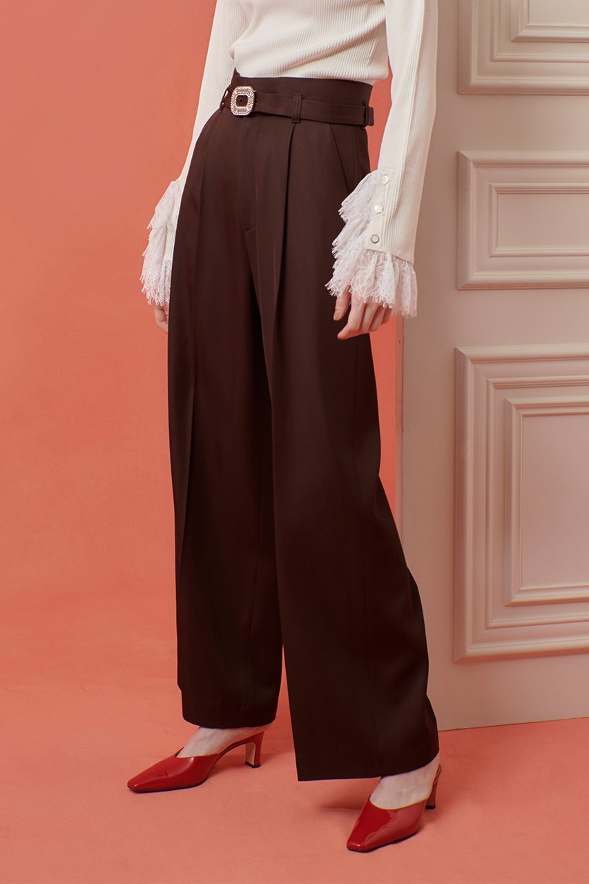 【アルアバイル/allureville】の【Loulou Willoughby】ビジューバックルパンツ 人気、トレンドファッション・服の通販 founy(ファニー) 　ファッション　Fashion　レディースファッション　Fashion for Women　パンツ　Pants & Trousers　バッグ　Bags　エレガント 上品　Elegant　センター　Center, Center Line　ツイル　Twist, Twisted Detail　ワイド　Wide, Wide Fit　other-7|ID: prp329100004636792 ipo3291000000033768855