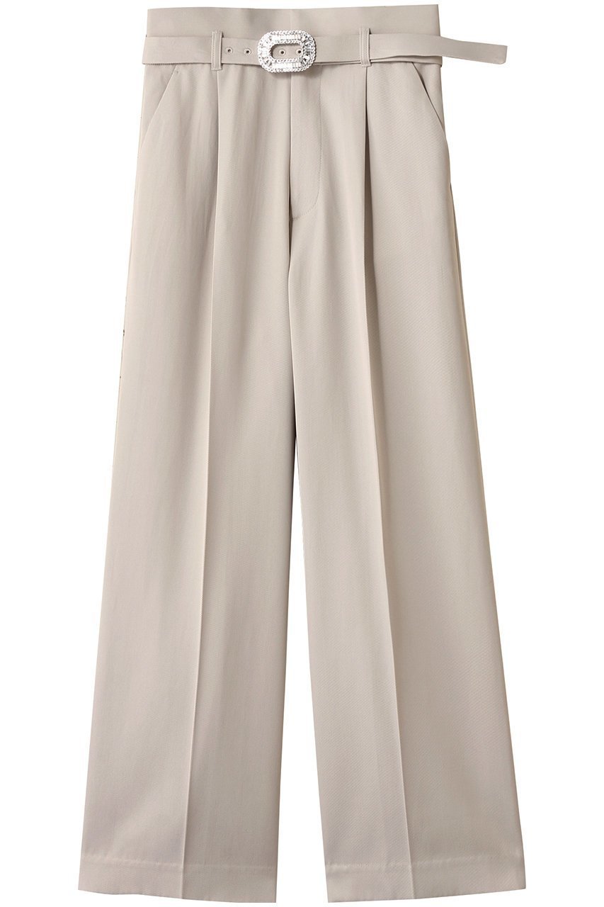 【アルアバイル/allureville】の【Loulou Willoughby】ビジューバックルパンツ インテリア・キッズ・メンズ・レディースファッション・服の通販 founy(ファニー) 　ファッション　Fashion　レディースファッション　Fashion for Women　パンツ　Pants & Trousers　バッグ　Bags　エレガント 上品　Elegant　センター　Center, Center Line　ツイル　Twist, Twisted Detail　ワイド　Wide, Wide Fit　ベージュ|ID: prp329100004636792 ipo3291000000035759493