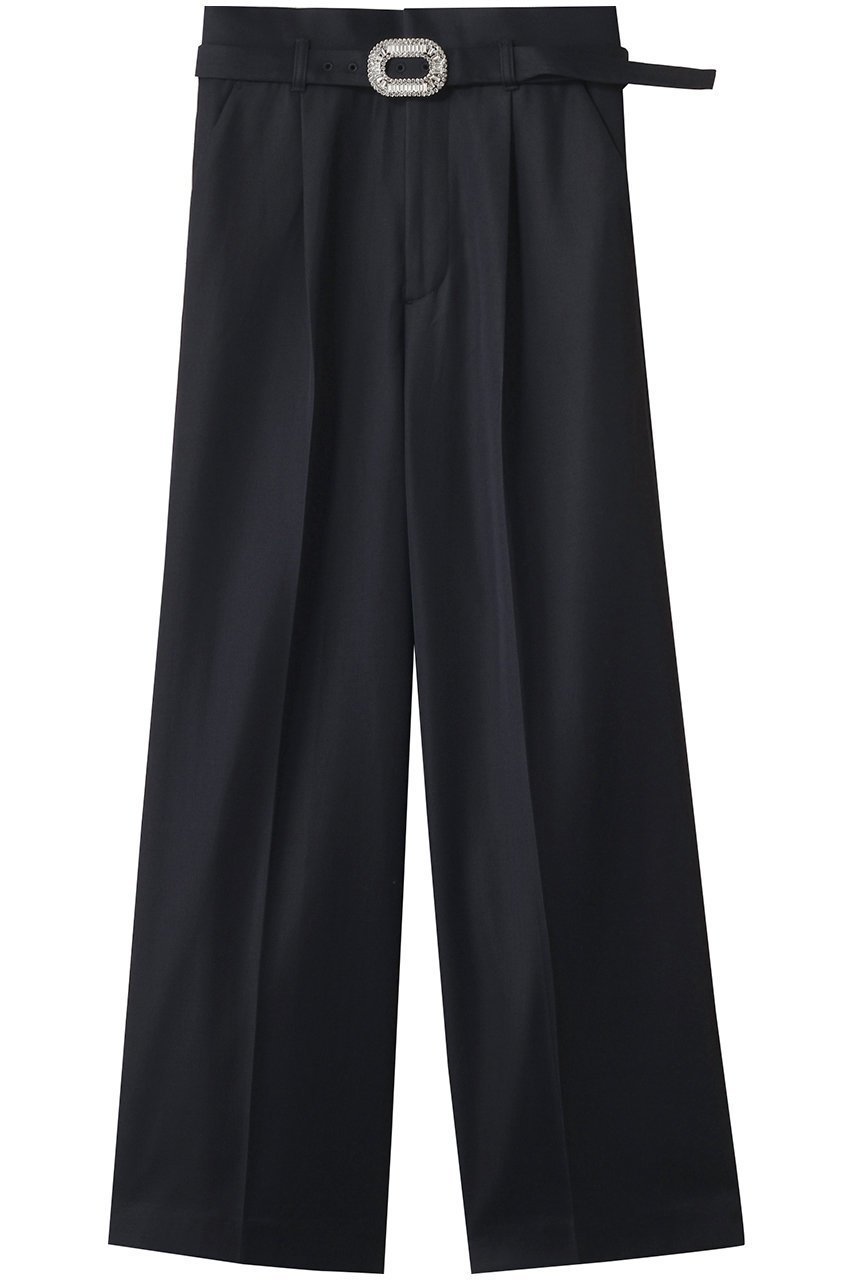 【アルアバイル/allureville】の【Loulou Willoughby】ビジューバックルパンツ インテリア・キッズ・メンズ・レディースファッション・服の通販 founy(ファニー) 　ファッション　Fashion　レディースファッション　Fashion for Women　パンツ　Pants & Trousers　バッグ　Bags　エレガント 上品　Elegant　センター　Center, Center Line　ツイル　Twist, Twisted Detail　ワイド　Wide, Wide Fit　ネイビー|ID: prp329100004636792 ipo3291000000035759494