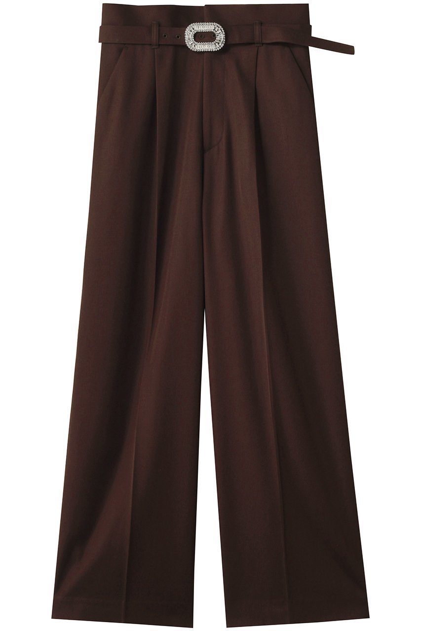 【アルアバイル/allureville】の【Loulou Willoughby】ビジューバックルパンツ インテリア・キッズ・メンズ・レディースファッション・服の通販 founy(ファニー) 　ファッション　Fashion　レディースファッション　Fashion for Women　パンツ　Pants & Trousers　バッグ　Bags　エレガント 上品　Elegant　センター　Center, Center Line　ツイル　Twist, Twisted Detail　ワイド　Wide, Wide Fit　ブラウン|ID: prp329100004636792 ipo3291000000035759495