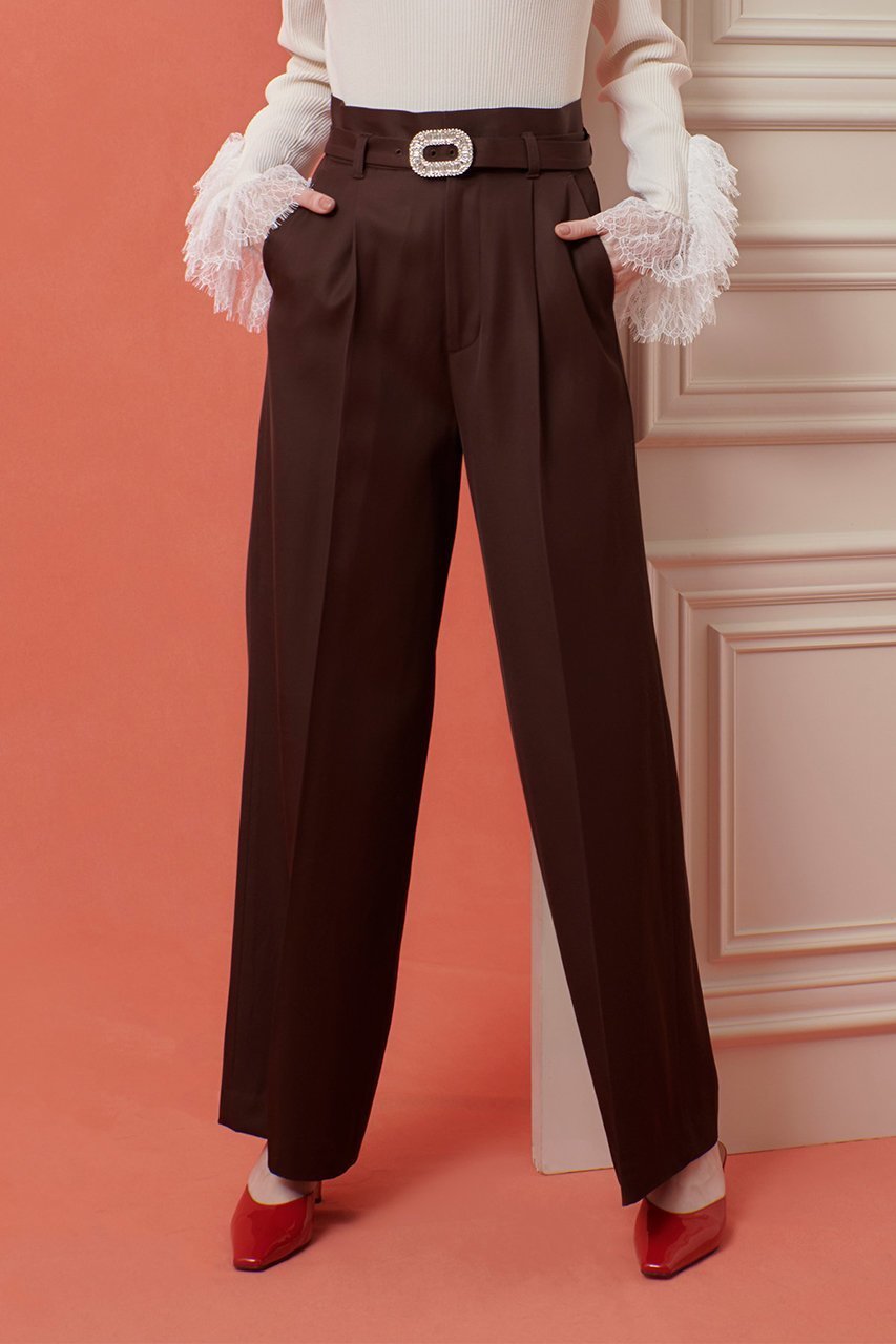 【アルアバイル/allureville】の【Loulou Willoughby】ビジューバックルパンツ 人気、トレンドファッション・服の通販 founy(ファニー) 　ファッション　Fashion　レディースファッション　Fashion for Women　パンツ　Pants & Trousers　バッグ　Bags　エレガント 上品　Elegant　センター　Center, Center Line　ツイル　Twist, Twisted Detail　ワイド　Wide, Wide Fit　other-6|ID: prp329100004636792 ipo3291000000035759500