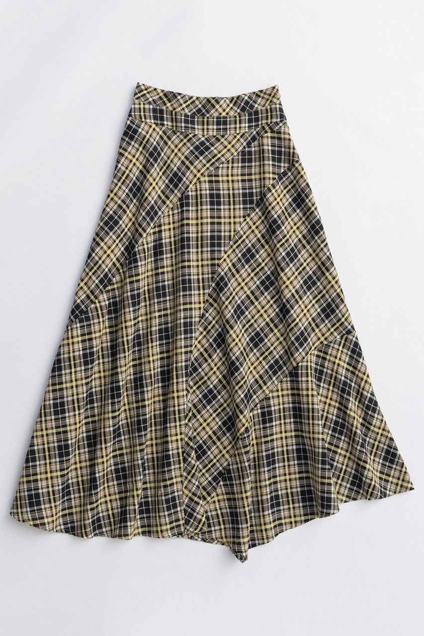 【メゾンスペシャル/MAISON SPECIAL】のRandom Plaid Flare Skirt/ランダムチェックフレアスカート インテリア・キッズ・メンズ・レディースファッション・服の通販 founy(ファニー) 　ファッション　Fashion　レディースファッション　Fashion for Women　スカート　Skirts　Aライン・フレアスカート　A-Line & Flared Skirts　ロングスカート　Long Skirts / Maxi & Midi Skirts　2025年　2025　2025-2026秋冬・A/W　Autumn/Winter 2025–26 AW25–26　イエロー　Yellow　チェック　Check, Plaid, Tartan　ドレープ　Drape, Draping Fabric　ロング　Long, Long-Length　A/W・秋冬　Autumn/Winter　YEL(イエロー)|ID: prp329100004636809 ipo3291000000033408240