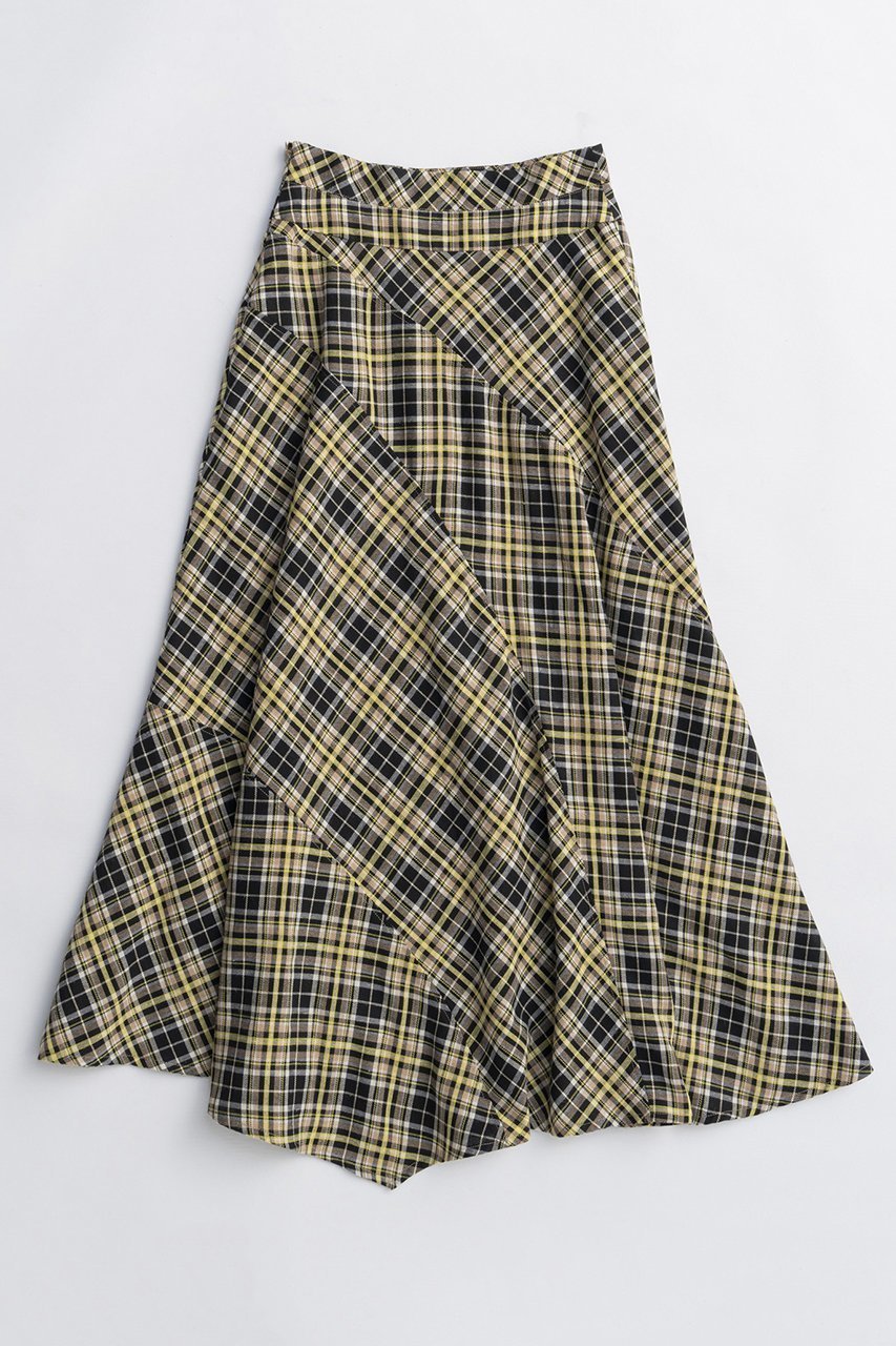 【メゾンスペシャル/MAISON SPECIAL】のRandom Plaid Flare Skirt/ランダムチェックフレアスカート 人気、トレンドファッション・服の通販 founy(ファニー) 　ファッション　Fashion　レディースファッション　Fashion for Women　スカート　Skirts　Aライン・フレアスカート　A-Line & Flared Skirts　ロングスカート　Long Skirts / Maxi & Midi Skirts　2025年　2025　2025-2026秋冬・A/W　Autumn/Winter 2025–26 AW25–26　イエロー　Yellow　チェック　Check, Plaid, Tartan　ドレープ　Drape, Draping Fabric　ロング　Long, Long-Length　A/W・秋冬　Autumn/Winter　other-5|ID: prp329100004636809 ipo3291000000033408244