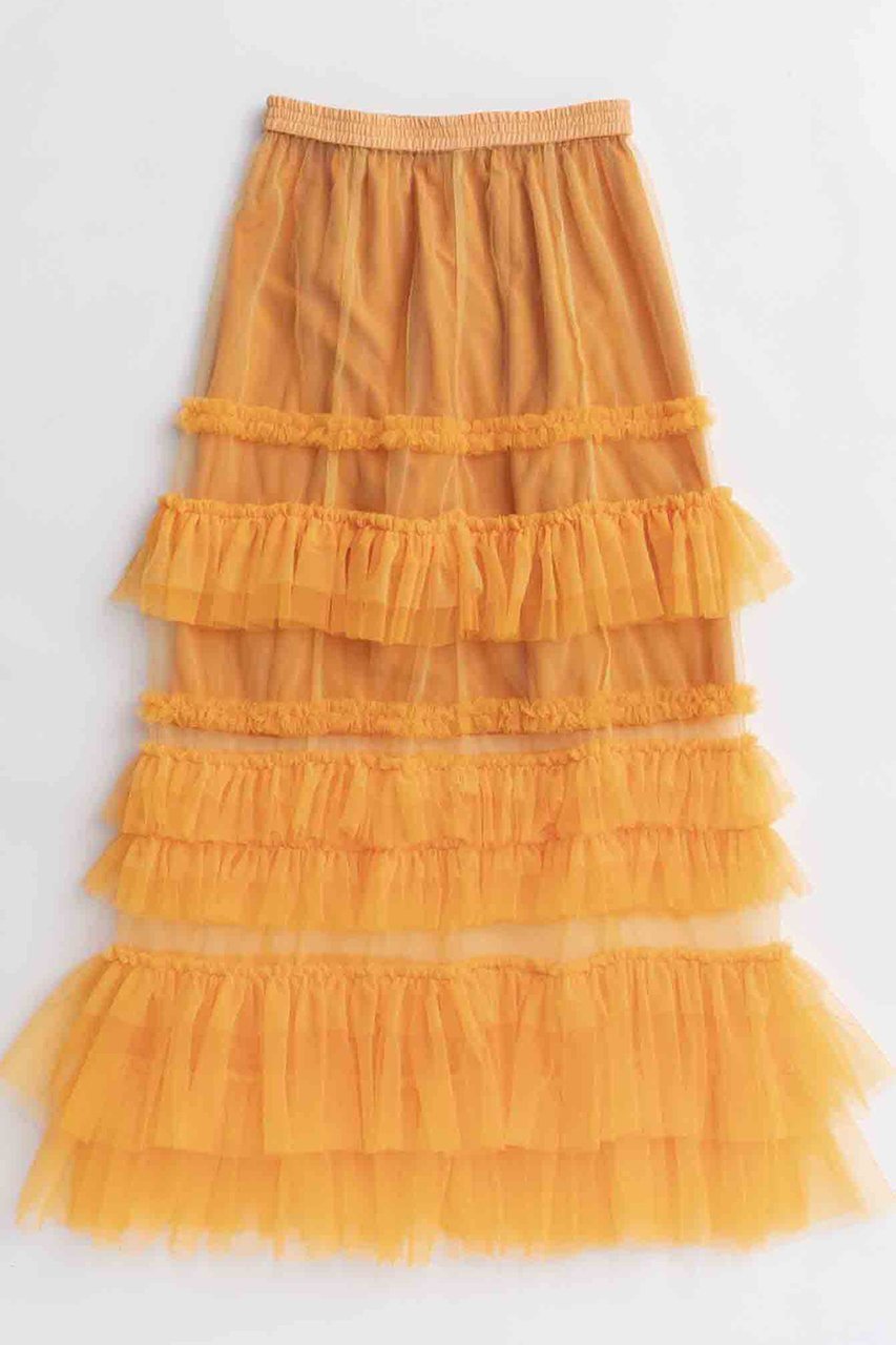 【メゾンスペシャル/MAISON SPECIAL】のVolume Tulle Ruffle Skirt/ボリュームチュールフリルスカート インテリア・キッズ・メンズ・レディースファッション・服の通販 founy(ファニー) 　ファッション　Fashion　レディースファッション　Fashion for Women　スカート　Skirts　ロングスカート　Long Skirts / Maxi & Midi Skirts　2025年　2025　2025-2026秋冬・A/W　Autumn/Winter 2025–26 AW25–26　ショーツ　Shorts, Short Pants　ジャケット　Jacket, Outerwear　チュール　Tulip, Tulip Motif　デニム　Denim, Jeans Material　フリル　Frill, Ruffle　ロング　Long, Long-Length　A/W・秋冬　Autumn/Winter　ORG(オレンジ)|ID: prp329100004636810 ipo3291000000033408251
