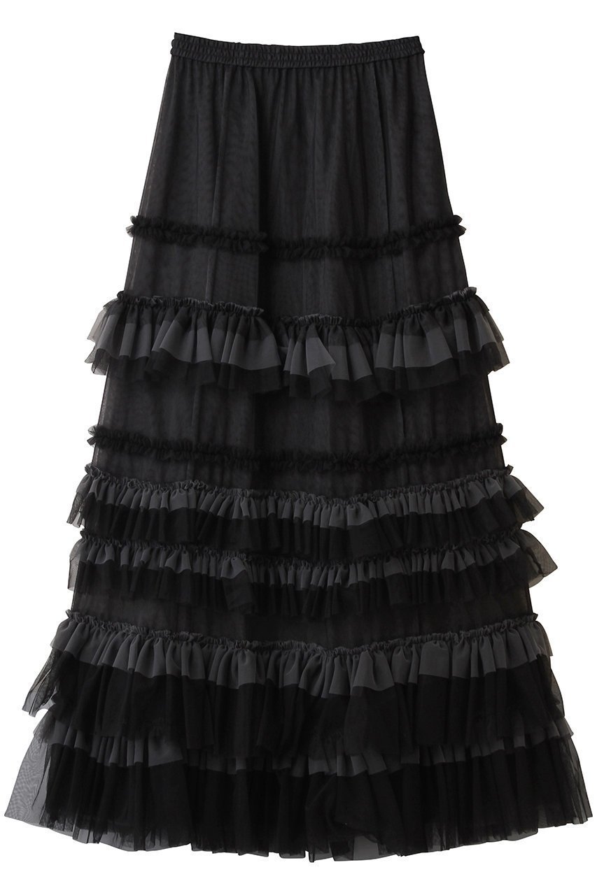 【メゾンスペシャル/MAISON SPECIAL】のVolume Tulle Ruffle Skirt/ボリュームチュールフリルスカート インテリア・キッズ・メンズ・レディースファッション・服の通販 founy(ファニー) 　ファッション　Fashion　レディースファッション　Fashion for Women　スカート　Skirts　ロングスカート　Long Skirts / Maxi & Midi Skirts　ショーツ　Shorts, Short Pants　ジャケット　Jacket, Outerwear　チュール　Tulip, Tulip Motif　デニム　Denim, Jeans Material　フリル　Frill, Ruffle　ロング　Long, Long-Length　BLK(ブラック)|ID: prp329100004636810 ipo3291000000035759532
