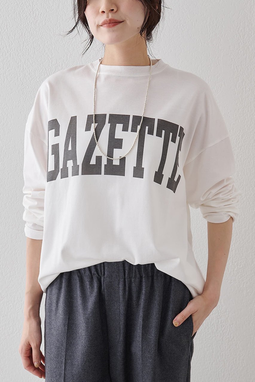 【ウィムガゼット/Whim Gazette】のGAZETTEロングTシャツ 人気、トレンドファッション・服の通販 founy(ファニー) 　ファッション　Fashion　レディースファッション　Fashion for Women　トップス・カットソー　Cut & Sew Tops　シャツ・ブラウス・オフィスカジュアル　Elegant Blouses & Button-Ups　ロングTシャツ・Tシャツ　Longline T-Shirts & Tees　カットソー・ベーシックTシャツ　Cut-and-Sewn Tops / Stretch Tees & Basics　2025年　2025　2025-2026秋冬・A/W　Autumn/Winter 2025–26 AW25–26　カットソー　Cut and Sewn Top　シルケット　Silket, Silky Cotton　スリーブ　Sleeve, Long Sleeve / Short Sleeve　プリント　Print, Printed Pattern　ロング　Long, Long-Length　A/W・秋冬　Autumn/Winter　長袖　Long Sleeve, Full Sleeve　 other-1|ID: prp329100004638272 ipo3291000000033428420