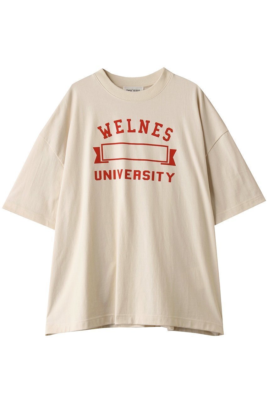 【アンスクリア/INSCRIRE】のWELLNESS ユニバーシティールーズ フィット Tシャツ インテリア・キッズ・メンズ・レディースファッション・服の通販 founy(ファニー) 　ファッション　Fashion　レディースファッション　Fashion for Women　トップス・カットソー　Cut & Sew Tops　シャツ・ブラウス・オフィスカジュアル　Elegant Blouses & Button-Ups　ロングTシャツ・Tシャツ　Longline T-Shirts & Tees　カットソー・ベーシックTシャツ　Cut-and-Sewn Tops / Stretch Tees & Basics　ショート　Short, Short Length　スラックス　Slacks, Dress Pants　スリーブ　Sleeve, Long Sleeve / Short Sleeve　デニム　Denim, Jeans Material　フィット　Fit, Slim Fit　プリント　Print, Printed Pattern　プリーツ　Pleats, Pleated　リラックス　Relax, Relaxed Fit　アイボリー|ID: prp329100004638274 ipo3291000000035377299