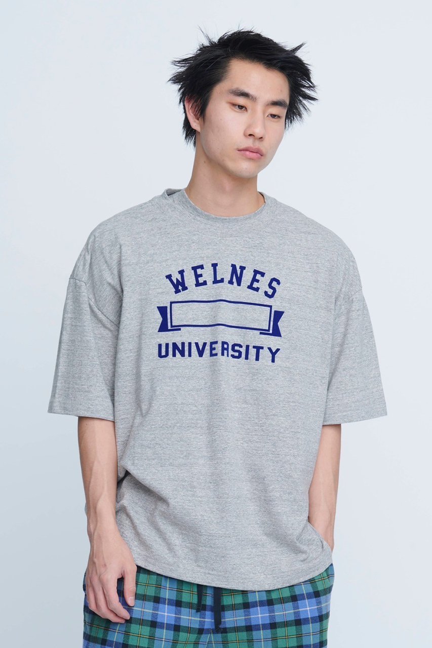 【アンスクリア/INSCRIRE】のWELLNESS ユニバーシティールーズ フィット Tシャツ 人気、トレンドファッション・服の通販 founy(ファニー) 　ファッション　Fashion　レディースファッション　Fashion for Women　トップス・カットソー　Cut & Sew Tops　シャツ・ブラウス・オフィスカジュアル　Elegant Blouses & Button-Ups　ロングTシャツ・Tシャツ　Longline T-Shirts & Tees　カットソー・ベーシックTシャツ　Cut-and-Sewn Tops / Stretch Tees & Basics　ショート　Short, Short Length　スラックス　Slacks, Dress Pants　スリーブ　Sleeve, Long Sleeve / Short Sleeve　デニム　Denim, Jeans Material　フィット　Fit, Slim Fit　プリント　Print, Printed Pattern　プリーツ　Pleats, Pleated　リラックス　Relax, Relaxed Fit　other-6|ID: prp329100004638274 ipo3291000000035377309