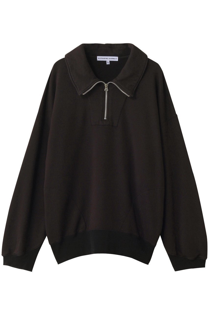 【キャサリンハムネット/KATHARINE HAMNETT LONDON】のガーメントダイ ハーフジップ スウェット プルオーバー 人気、トレンドファッション・服の通販 founy(ファニー) 　ファッション　Fashion　レディースファッション　Fashion for Women　トップス・カットソー　Cut & Sew Tops　シャツ・ブラウス・オフィスカジュアル　Elegant Blouses & Button-Ups　レディースパーカー・カジュアルフーディー　Casual Hoodies & Sweatshirts　ロングTシャツ・Tシャツ　Longline T-Shirts & Tees　カジュアルプルオーバー・ニットトップス　Pullovers & Knit Tops / Casual Pullovers　スウェット・クルーネックトップス　Sweatshirts & Crewnecks / Relaxed Fit Sweat Tops　カットソー・ベーシックTシャツ　Cut-and-Sewn Tops / Stretch Tees & Basics　2025年　2025　2025-2026秋冬・A/W　Autumn/Winter 2025–26 AW25–26　スウェット / スエット　Sweatshirt, Sweatwear　トレンド　Trend, Trending Now　定番　Standard, Basic Item　A/W・秋冬　Autumn/Winter　 other-1|ID: prp329100004638279 ipo3291000000033428471