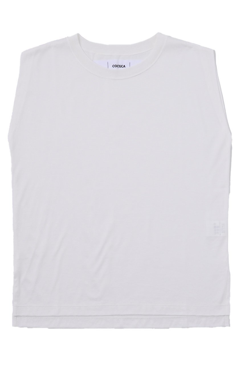 【ザ ストア バイ シー/THE STORE by C】の【COCUCA】ノースリーブプルオーバー インテリア・キッズ・メンズ・レディースファッション・服の通販 founy(ファニー) 　ファッション　Fashion　レディースファッション　Fashion for Women　トップス・カットソー　Cut & Sew Tops　キャミソール&ノースリーブ　Camisoles & Sleeveless Tops　シャツ・ブラウス・オフィスカジュアル　Elegant Blouses & Button-Ups　ロングTシャツ・Tシャツ　Longline T-Shirts & Tees　カジュアルプルオーバー・ニットトップス　Pullovers & Knit Tops / Casual Pullovers　カットソー・ベーシックTシャツ　Cut-and-Sewn Tops / Stretch Tees & Basics　2025年　2025　2025-2026秋冬・A/W　Autumn/Winter 2025–26 AW25–26　インナー　Innerwear　ショート　Short, Short Length　ジャケット　Jacket, Outerwear　スリーブ　Sleeve, Long Sleeve / Short Sleeve　ノースリーブ　Sleeveless, No-Sleeve　フレンチ　French, French Style　夏　Summer　定番　Standard, Basic Item　秋　Autumn　A/W・秋冬　Autumn/Winter　ホワイト|ID: prp329100004638282 ipo3291000000033428497