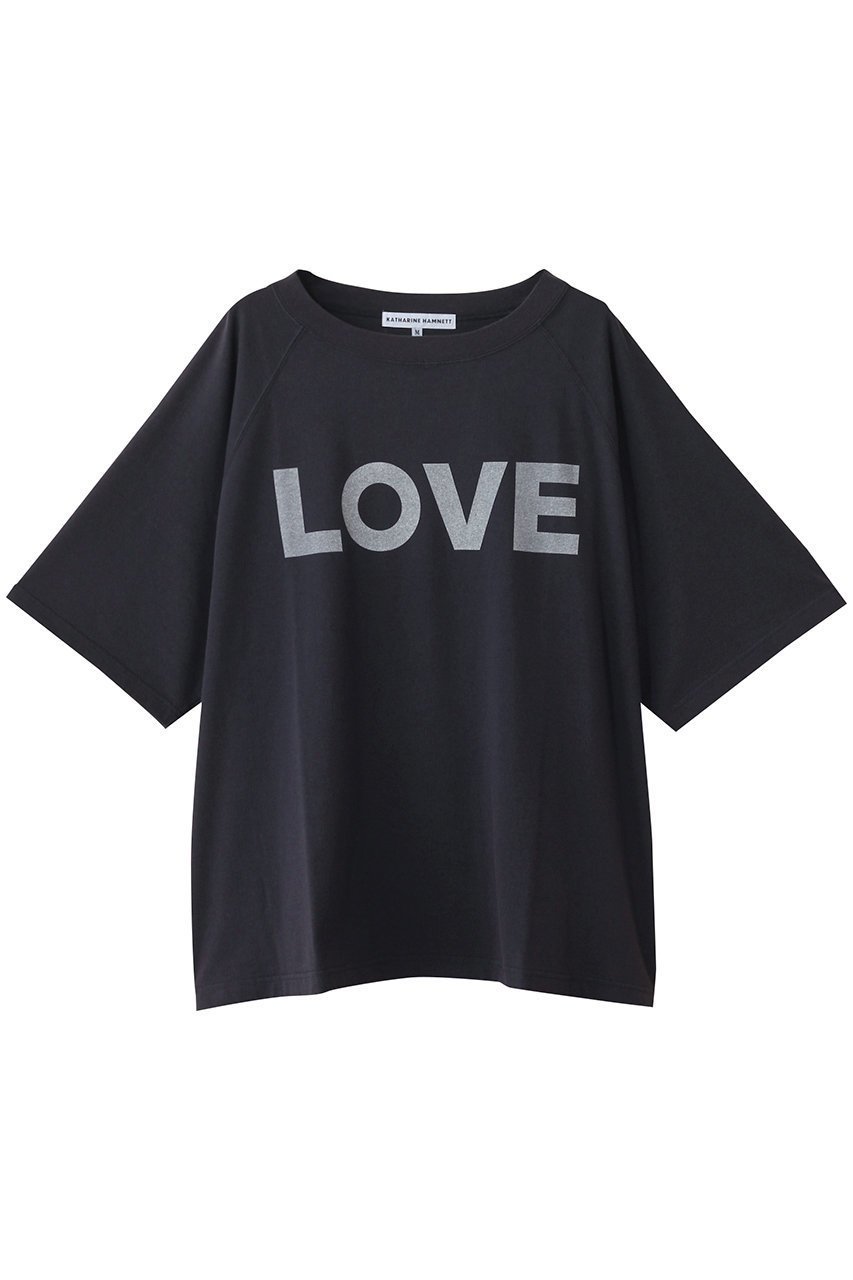 【キャサリンハムネット/KATHARINE HAMNETT LONDON】のハーフスリーブ ウォッシュド スローガンTシャツ インテリア・キッズ・メンズ・レディースファッション・服の通販 founy(ファニー) 　ファッション　Fashion　レディースファッション　Fashion for Women　トップス・カットソー　Cut & Sew Tops　シャツ・ブラウス・オフィスカジュアル　Elegant Blouses & Button-Ups　ロングTシャツ・Tシャツ　Longline T-Shirts & Tees　カットソー・ベーシックTシャツ　Cut-and-Sewn Tops / Stretch Tees & Basics　2025年　2025　2025-2026秋冬・A/W　Autumn/Winter 2025–26 AW25–26　ショート　Short, Short Length　シンプル　Simple, Minimal　スリーブ　Sleeve, Long Sleeve / Short Sleeve　ハーフ　Half, Half-Length　リラックス　Relax, Relaxed Fit　A/W・秋冬　Autumn/Winter　ブルーグレー|ID: prp329100004638284 ipo3291000000033428515