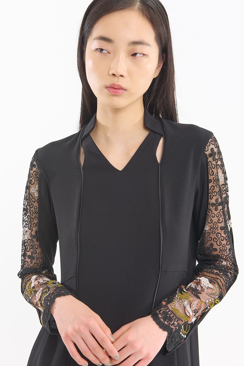 【ミューラル/MURRAL】のPetal collar lace ドレス 人気、トレンドファッション・服の通販 founy(ファニー) 　ファッション　Fashion　レディースファッション　Fashion for Women　ワンピース　Dresses　フォーマル・パーティードレス・結婚式用ドレス　Elegant & Casual Dresses　チュニック　Tunic Tops & Dresses　2025年　2025　2025-2026秋冬・A/W　Autumn/Winter 2025–26 AW25–26　アクセサリー　Fashion Accessories　カッティング　Cutting Detail　ストレート　Straight, Straight Cut　チュニック　Tunic, Long Top　ドレス　Dress, One-Piece　モチーフ　Motif, Design Theme　レース　Lace, Lace Fabric　ロング　Long, Long-Length　A/W・秋冬　Autumn/Winter　other-7|ID: prp329100004638287 ipo3291000000033428546