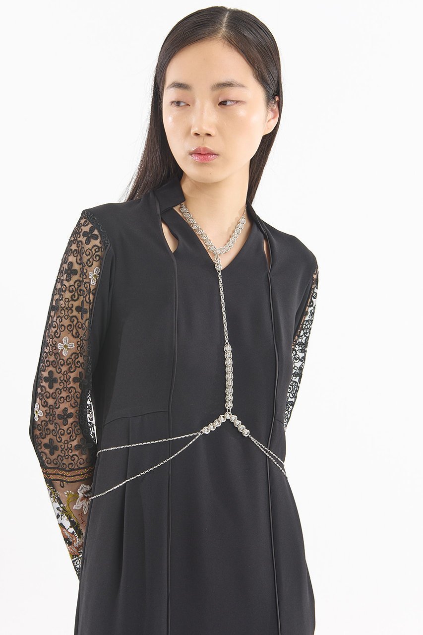 【ミューラル/MURRAL】のPetal collar lace ドレス 人気、トレンドファッション・服の通販 founy(ファニー) 　ファッション　Fashion　レディースファッション　Fashion for Women　ワンピース　Dresses　フォーマル・パーティードレス・結婚式用ドレス　Elegant & Casual Dresses　チュニック　Tunic Tops & Dresses　2025年　2025　2025-2026秋冬・A/W　Autumn/Winter 2025–26 AW25–26　アクセサリー　Fashion Accessories　カッティング　Cutting Detail　ストレート　Straight, Straight Cut　チュニック　Tunic, Long Top　ドレス　Dress, One-Piece　モチーフ　Motif, Design Theme　レース　Lace, Lace Fabric　ロング　Long, Long-Length　A/W・秋冬　Autumn/Winter　other-8|ID: prp329100004638287 ipo3291000000033428547