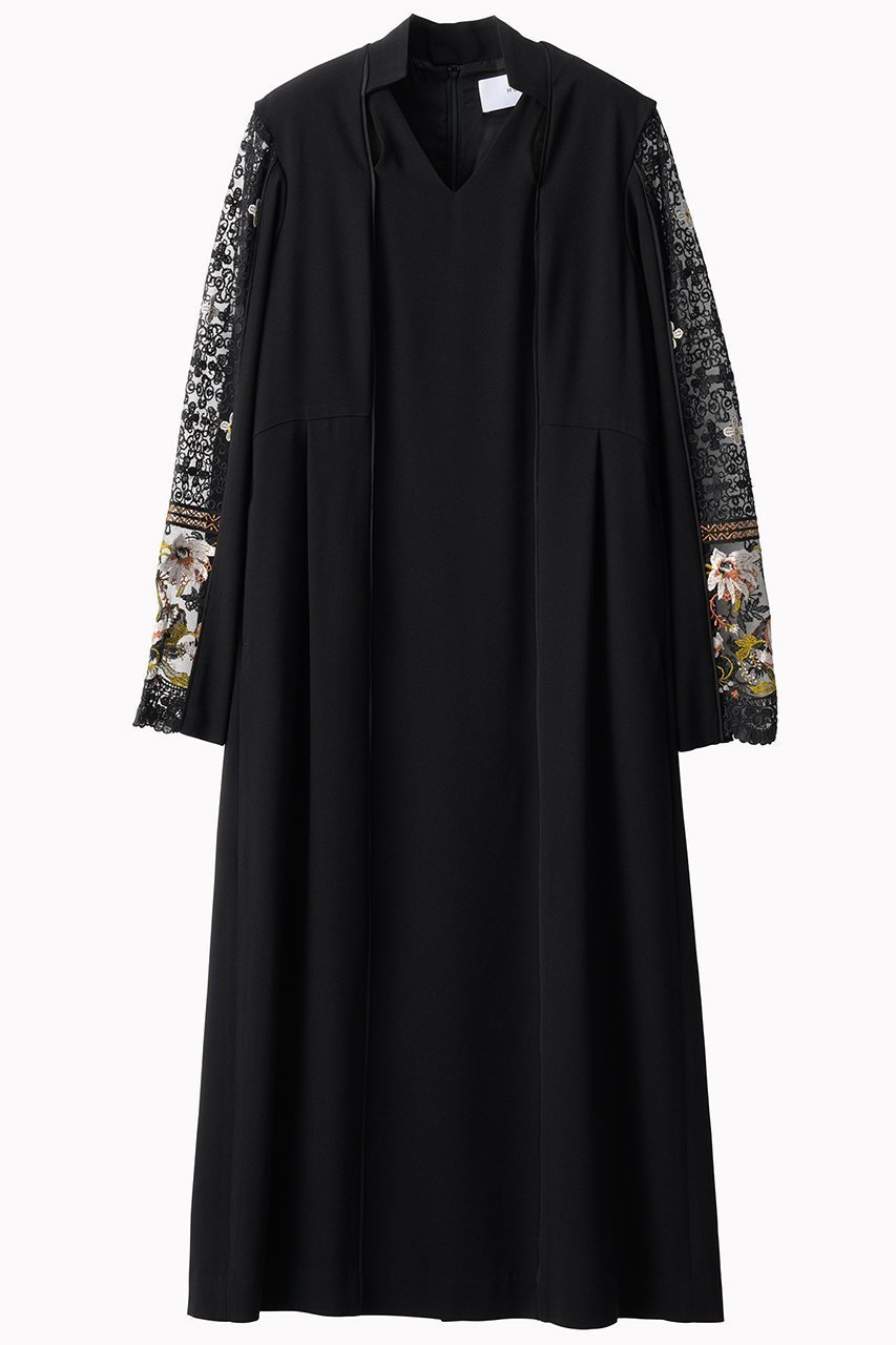 【ミューラル/MURRAL】のPetal collar lace ドレス インテリア・キッズ・メンズ・レディースファッション・服の通販 founy(ファニー) 　ファッション　Fashion　レディースファッション　Fashion for Women　ワンピース　Dresses　フォーマル・パーティードレス・結婚式用ドレス　Elegant & Casual Dresses　チュニック　Tunic Tops & Dresses　アクセサリー　Fashion Accessories　カッティング　Cutting Detail　ストレート　Straight, Straight Cut　チュニック　Tunic, Long Top　ドレス　Dress, One-Piece　モチーフ　Motif, Design Theme　レース　Lace, Lace Fabric　ロング　Long, Long-Length　ブラック|ID: prp329100004638287 ipo3291000000035399212