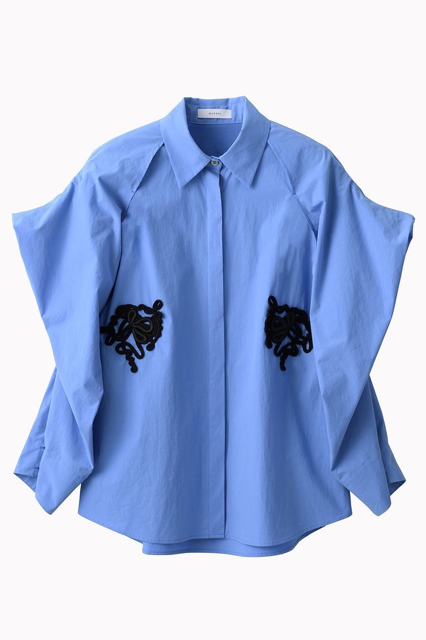 【ミューラル/MURRAL】のTrillium エンブロイダリー シャツ インテリア・キッズ・メンズ・レディースファッション・服の通販 founy(ファニー) 　ファッション　Fashion　レディースファッション　Fashion for Women　トップス・カットソー　Cut & Sew Tops　シャツ・ブラウス・オフィスカジュアル　Elegant Blouses & Button-Ups　2025年　2025　2025-2026秋冬・A/W　Autumn/Winter 2025–26 AW25–26　エレガント 上品　Elegant　エンブロイダリー　Embroidery Design　オーガニック　Organic Cotton　コレクション　Collection, Seasonal Line　スリーブ　Sleeve, Long Sleeve / Short Sleeve　モチーフ　Motif, Design Theme　リラックス　Relax, Relaxed Fit　ロング　Long, Long-Length　A/W・秋冬　Autumn/Winter　ブルー|ID: prp329100004638295 ipo3291000000033428607