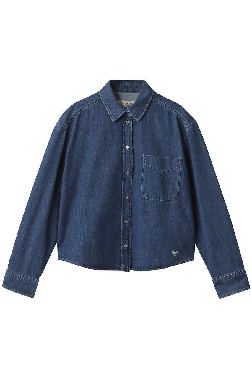 【マックスマーラ/Max Mara】の【Weekend Max Mara】OBBIA デニムシャツ インテリア・キッズ・メンズ・レディースファッション・服の通販 founy(ファニー) 　ファッション　Fashion　レディースファッション　Fashion for Women　トップス・カットソー　Cut & Sew Tops　シャツ・ブラウス・オフィスカジュアル　Elegant Blouses & Button-Ups　2025年　2025　2025-2026秋冬・A/W　Autumn/Winter 2025–26 AW25–26　クロップド　Cropped, Short Length　シンプル　Simple, Minimal　スリーブ　Sleeve, Long Sleeve / Short Sleeve　デニム　Denim, Jeans Material　トレンド　Trend, Trending Now　フロント　Front, Front Design　ロング　Long, Long-Length　A/W・秋冬　Autumn/Winter　ネイビーミディアム|ID: prp329100004638297 ipo3291000000033428626