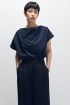 【プルミエ アロンディスモン/1er Arrondissement】のコットンポリエステルライトタフタブラウス ネイビー|ID:prp329100004638299