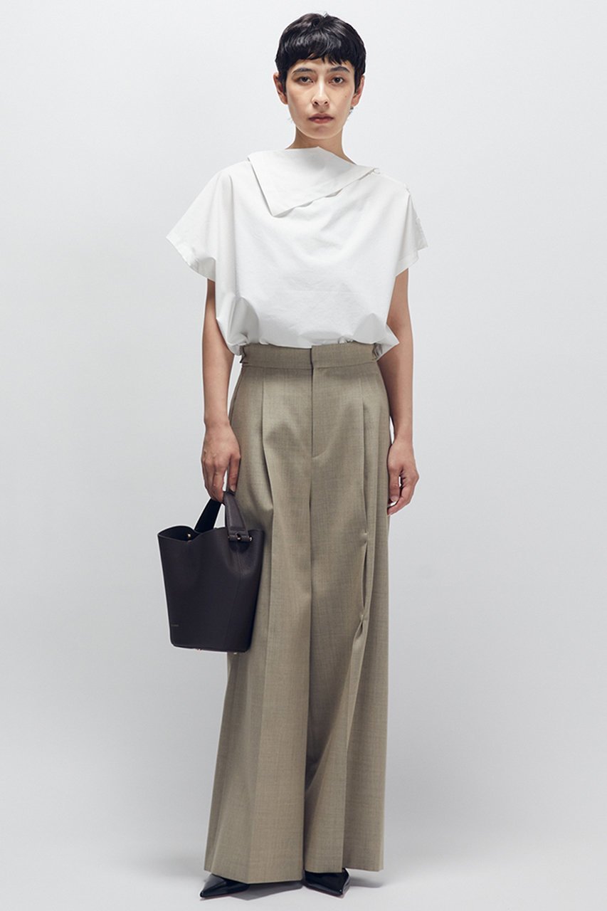 【プルミエ アロンディスモン/1er Arrondissement】のコットンポリエステルライトタフタブラウス 人気、トレンドファッション・服の通販 founy(ファニー) 　ファッション　Fashion　レディースファッション　Fashion for Women　トップス・カットソー　Cut & Sew Tops　シャツ・ブラウス・オフィスカジュアル　Elegant Blouses & Button-Ups　なめらか　Smooth, Silky Texture　アシンメトリー　Asymmetrical Style　ショート　Short, Short Length　スリーブ　Sleeve, Long Sleeve / Short Sleeve　タフタ　Taffeta, Structured Fabric　ドレープ　Drape, Draping Fabric　フレンチ　French, French Style　フロント　Front, Front Design　再入荷　Restock / Back in Stock　other-3|ID: prp329100004638299 ipo3291000000035685559