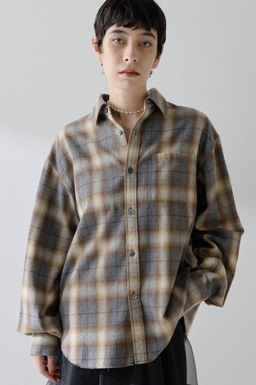 【ウィムガゼット/Whim Gazette】のシャギーチェックシャツ インテリア・キッズ・メンズ・レディースファッション・服の通販 founy(ファニー) 　ファッション　Fashion　レディースファッション　Fashion for Women　トップス・カットソー　Cut & Sew Tops　シャツ・ブラウス・オフィスカジュアル　Elegant Blouses & Button-Ups　2025年　2025　2025-2026秋冬・A/W　Autumn/Winter 2025–26 AW25–26　ジャケット　Jacket, Outerwear　スリーブ　Sleeve, Long Sleeve / Short Sleeve　チェック　Check, Plaid, Tartan　ロング　Long, Long-Length　日本製　Made In Japan　A/W・秋冬　Autumn/Winter　グレー|ID: prp329100004638300 ipo3291000000033428646