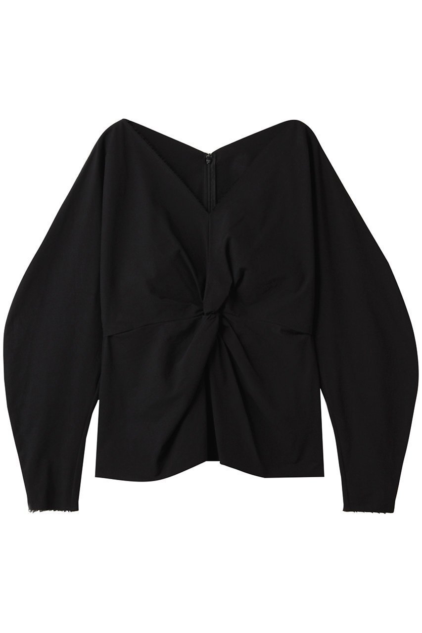 【イレーヴ/YLEVE】のOMI ブリーチ コットン ツイル ツイスト ブラウス インテリア・キッズ・メンズ・レディースファッション・服の通販 founy(ファニー) 　ファッション　Fashion　レディースファッション　Fashion for Women　トップス・カットソー　Cut & Sew Tops　シャツ・ブラウス・オフィスカジュアル　Elegant Blouses & Button-Ups　スリーブ　Sleeve, Long Sleeve / Short Sleeve　ツイスト　Tweed, Tweed Fabric　ツイル　Twist, Twisted Detail　フェミニン　Feminine, Girly　フロント　Front, Front Design　ブリーチ　Bleach, Washed Finish　ロング　Long, Long-Length　ブラック|ID: prp329100004638301 ipo3291000000035723490