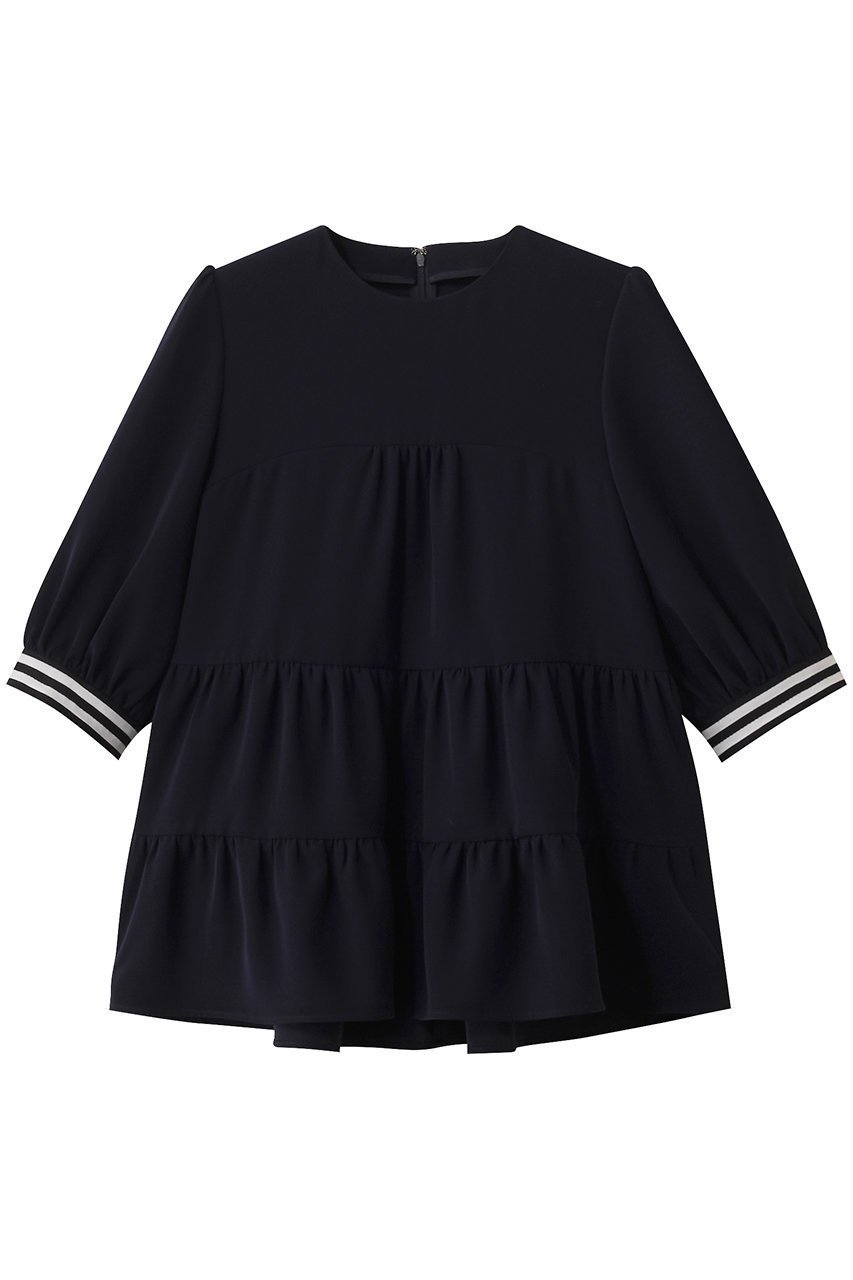 【ボーダーズ アット バルコニー/BORDERS at BALCONY】の【8/15 0:00販売開始】ツイルティアードブラウス インテリア・キッズ・メンズ・レディースファッション・服の通販 founy(ファニー) 　ファッション　Fashion　レディースファッション　Fashion for Women　トップス・カットソー　Cut & Sew Tops　シャツ・ブラウス・オフィスカジュアル　Elegant Blouses & Button-Ups　2025年　2025　2025-2026秋冬・A/W　Autumn/Winter 2025–26 AW25–26　おすすめ　Recommended / Our Picks　ショート　Short, Short Length　スタイリッシュ　Stylish, Fashionable　スリーブ　Sleeve, Long Sleeve / Short Sleeve　バランス　Balance, Style Balance　ボーダー　Border, Stripe　A/W・秋冬　Autumn/Winter　ネイビー|ID: prp329100004638303 ipo3291000000033428676