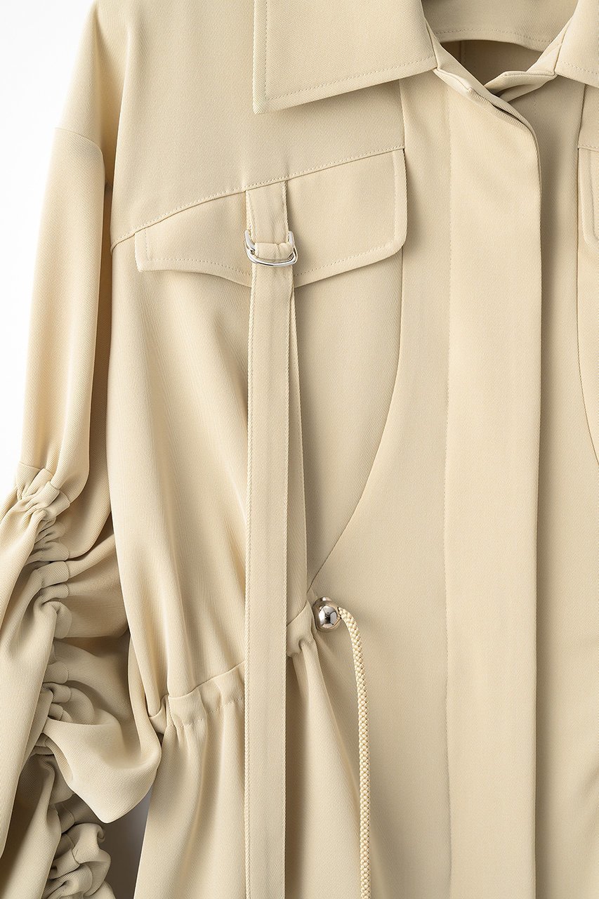 【ミューラル/MURRAL】のGathered sleeve ミリタリーコート 人気、トレンドファッション・服の通販 founy(ファニー) 　ファッション　Fashion　レディースファッション　Fashion for Women　アウター　Coat / Outerwear Collection　コート・ロングコート・ピーコート　Long Coats, Peacoats & More　2025年　2025　2025-2026秋冬・A/W　Autumn/Winter 2025–26 AW25–26　エレガント 上品　Elegant　ギャザー　Gathered, Ruffled　コレクション　Collection, Seasonal Line　ツイル　Twist, Twisted Detail　ドローストリング　Drawstring, Pull Cord　ミリタリー　Military, Army Style　ロング　Long, Long-Length　A/W・秋冬　Autumn/Winter　other-3|ID: prp329100004638304 ipo3291000000033428685