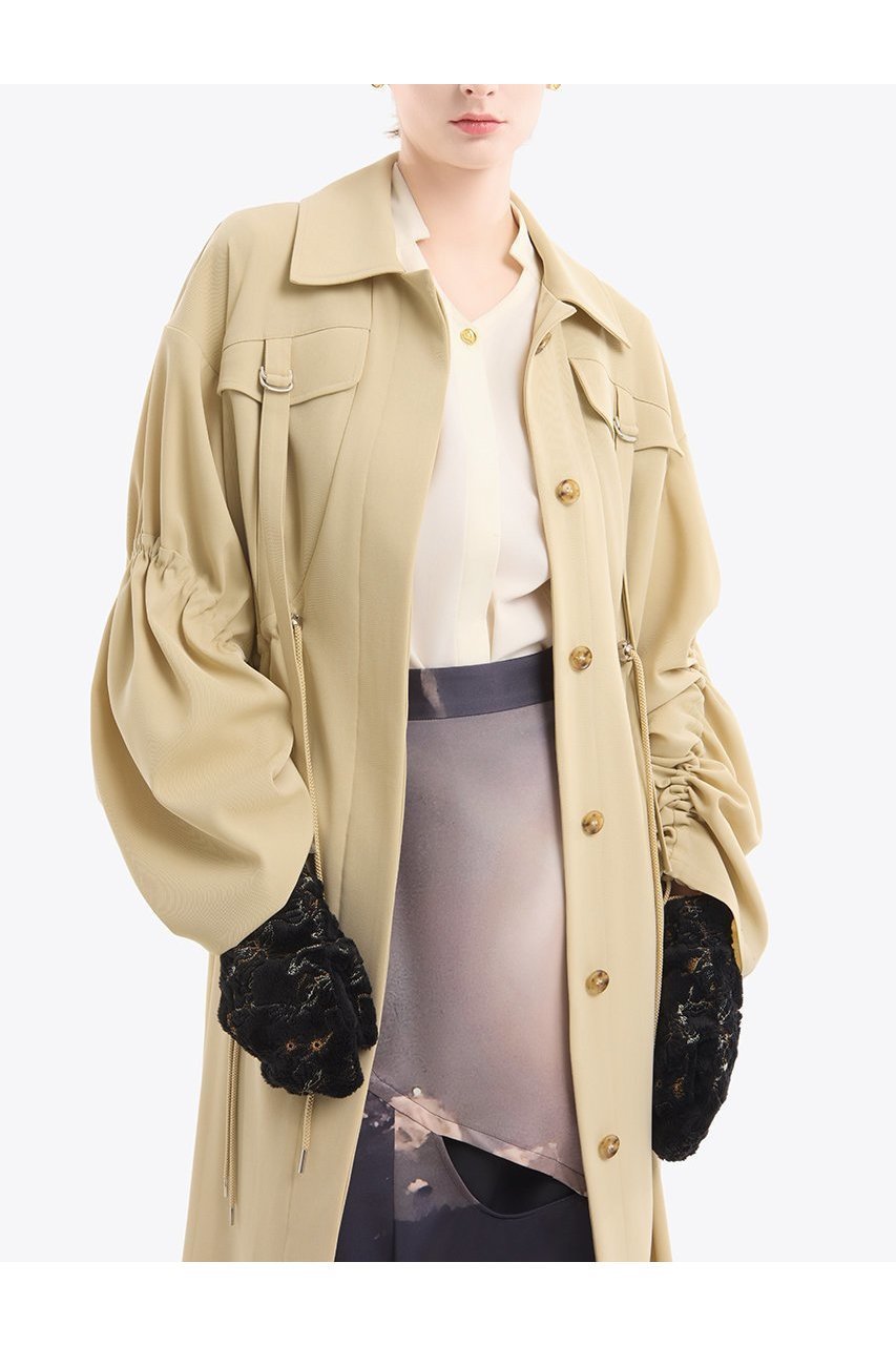【ミューラル/MURRAL】のGathered sleeve ミリタリーコート 人気、トレンドファッション・服の通販 founy(ファニー) 　ファッション　Fashion　レディースファッション　Fashion for Women　アウター　Coat / Outerwear Collection　コート・ロングコート・ピーコート　Long Coats, Peacoats & More　2025年　2025　2025-2026秋冬・A/W　Autumn/Winter 2025–26 AW25–26　エレガント 上品　Elegant　ギャザー　Gathered, Ruffled　コレクション　Collection, Seasonal Line　ツイル　Twist, Twisted Detail　ドローストリング　Drawstring, Pull Cord　ミリタリー　Military, Army Style　ロング　Long, Long-Length　A/W・秋冬　Autumn/Winter　other-8|ID: prp329100004638304 ipo3291000000033428690