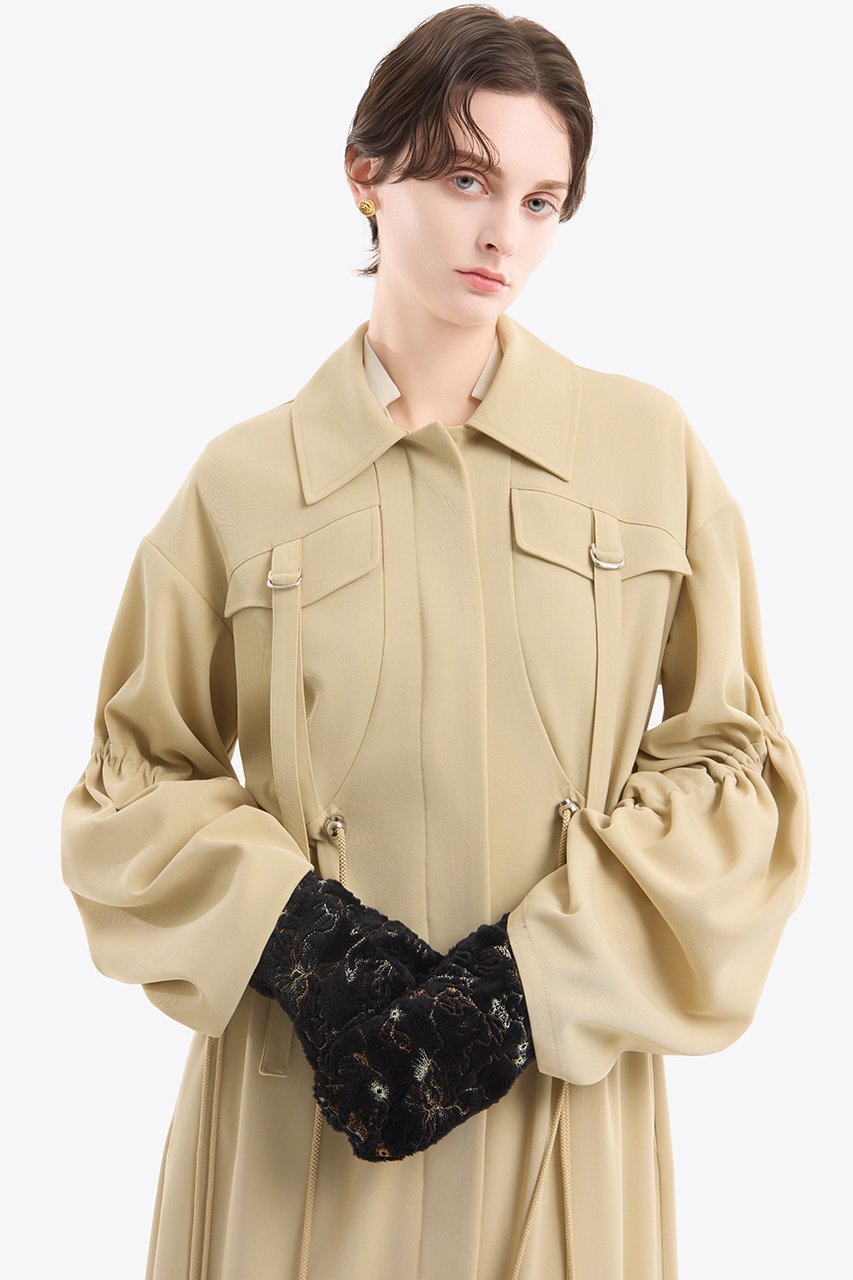 【ミューラル/MURRAL】のGathered sleeve ミリタリーコート 人気、トレンドファッション・服の通販 founy(ファニー) 　ファッション　Fashion　レディースファッション　Fashion for Women　アウター　Coat / Outerwear Collection　コート・ロングコート・ピーコート　Long Coats, Peacoats & More　2025年　2025　2025-2026秋冬・A/W　Autumn/Winter 2025–26 AW25–26　エレガント 上品　Elegant　ギャザー　Gathered, Ruffled　コレクション　Collection, Seasonal Line　ツイル　Twist, Twisted Detail　ドローストリング　Drawstring, Pull Cord　ミリタリー　Military, Army Style　ロング　Long, Long-Length　A/W・秋冬　Autumn/Winter　other-6|ID: prp329100004638304 ipo3291000000035827932