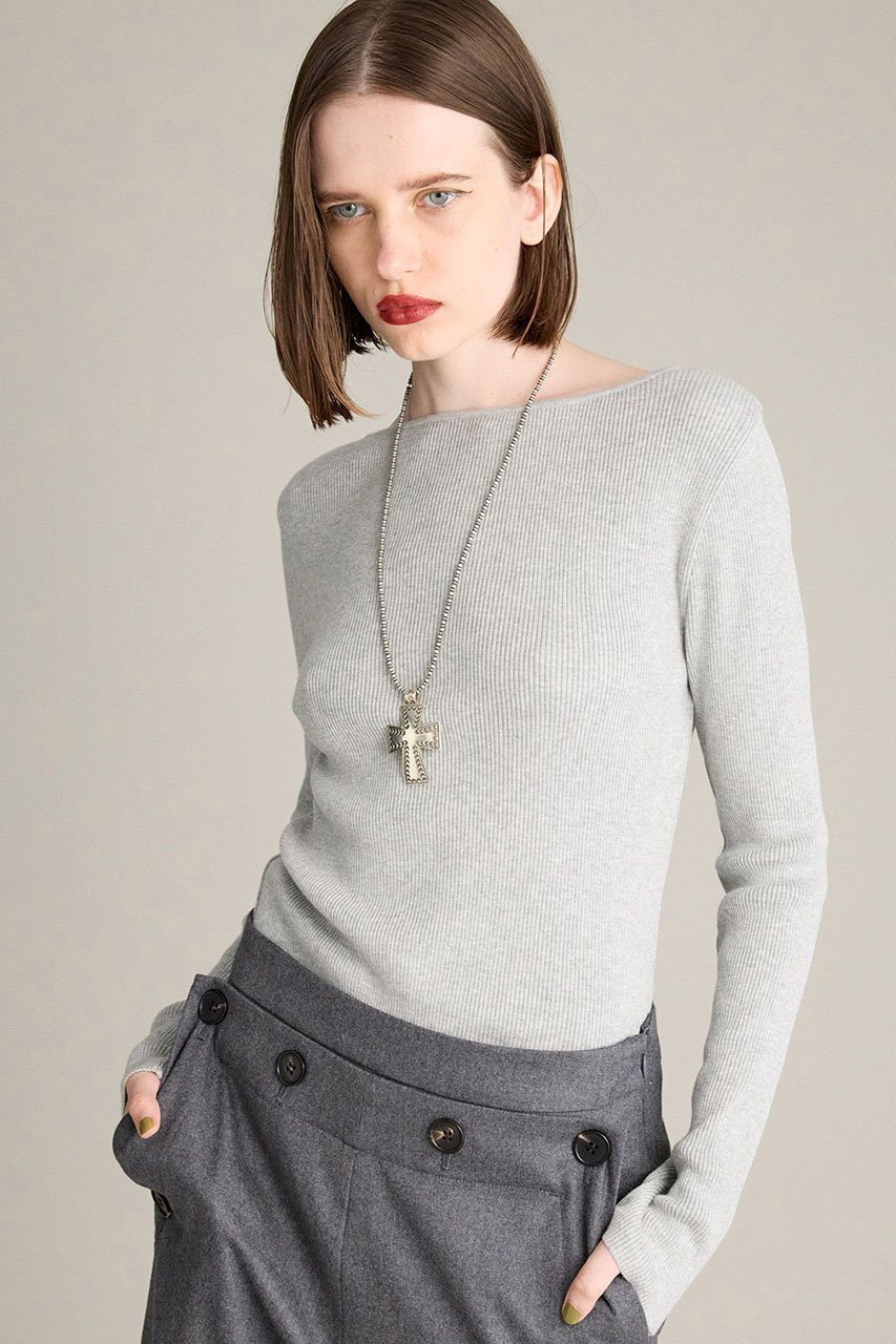 【ブリル/BRILL】のバックスリット リブプルオーバー インテリア・キッズ・メンズ・レディースファッション・服の通販 founy(ファニー) 　ファッション　Fashion　レディースファッション　Fashion for Women　トップス・カットソー　Cut & Sew Tops　ニット　Knit Tops & Sweaters　カジュアルプルオーバー・ニットトップス　Pullovers & Knit Tops / Casual Pullovers　カットソー　Cut and Sewn Top　コンパクト　Compact, Small Size　シンプル　Simple, Minimal　スリット　Slit, Slit Detail　フロント　Front, Front Design　ボトム　Bottoms, Lower Wear　ライトグレー|ID: prp329100004638310 ipo3291000000035827960