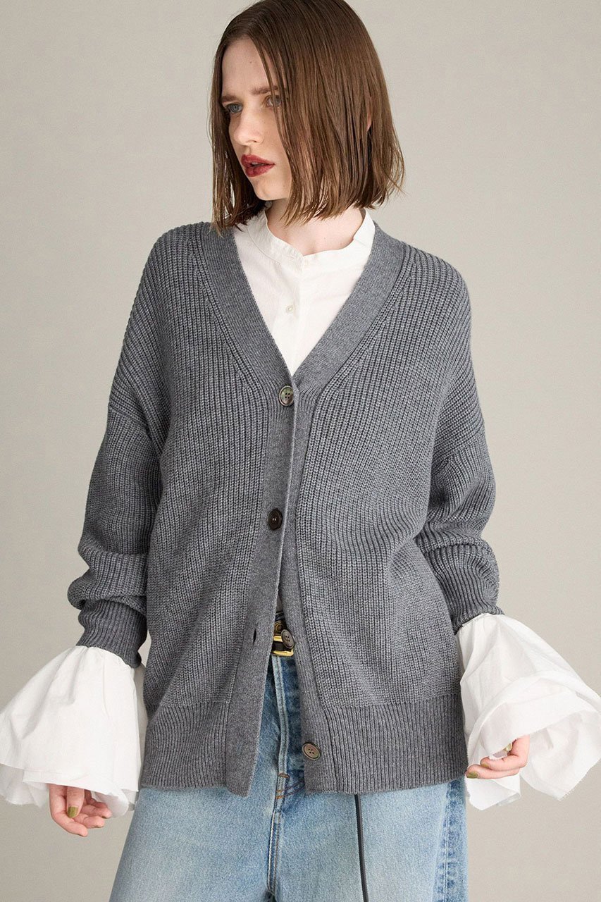 【ブリル/BRILL】のMODERN アゼVネックカーディガン インテリア・キッズ・メンズ・レディースファッション・服の通販 founy(ファニー) 　ファッション　Fashion　レディースファッション　Fashion for Women　トップス・カットソー　Cut & Sew Tops　ニット　Knit Tops & Sweaters　カーディガン・羽織り　Layered Style Cardigans　Vネックトップス　V-Neck Tops / V-Cut Neckline Shirts　2025年　2025　2025-2026秋冬・A/W　Autumn/Winter 2025–26 AW25–26　カーディガン　Cardigan, Knitwear　シンプル　Simple, Minimal　冬　Winter / This Winter　畦　Ribbed Knit　A/W・秋冬　Autumn/Winter　グレー|ID: prp329100004638311 ipo3291000000033428748