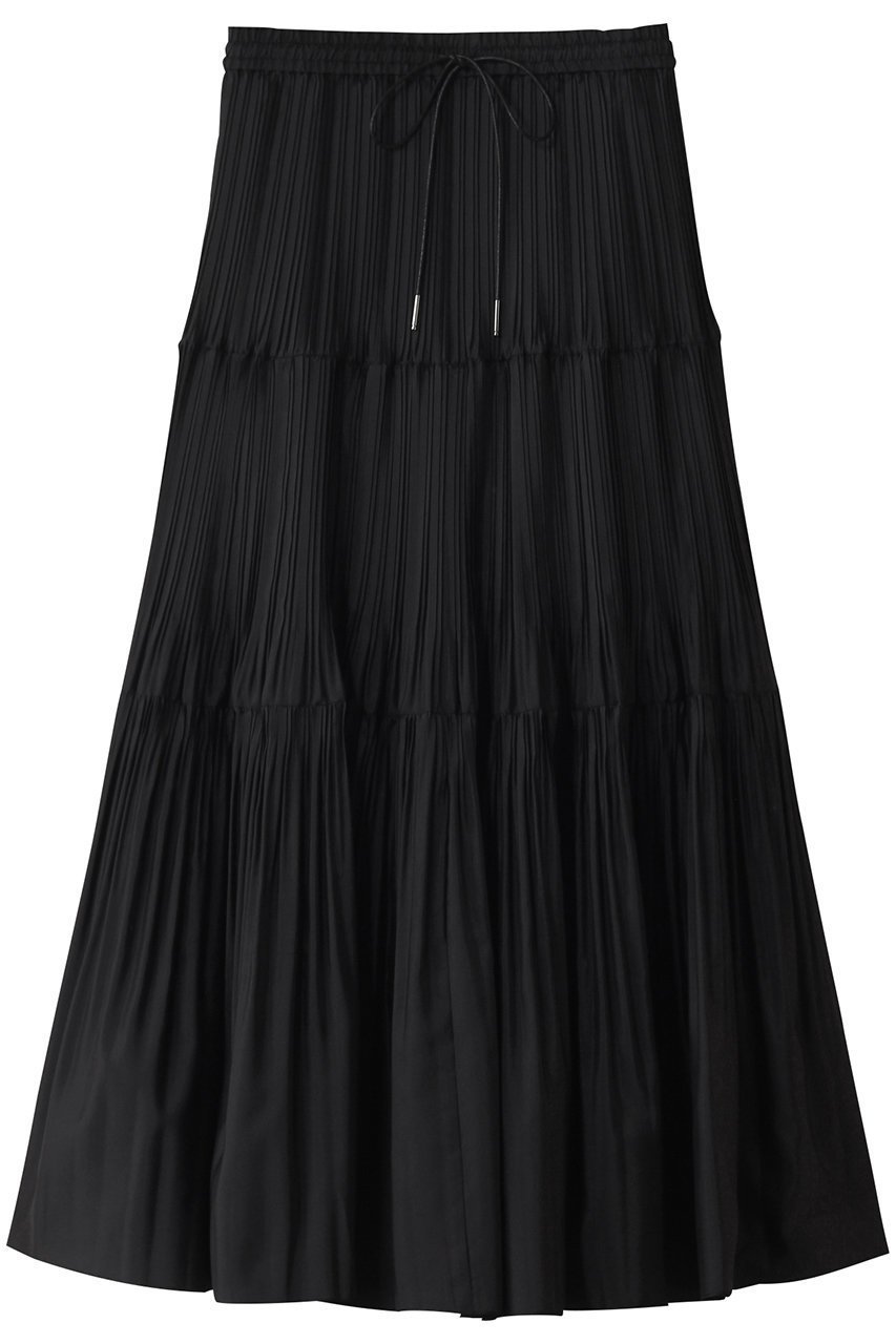 【デパリエ/DEPAREILLE】のシルクポリエステルティアードプリーツスカート インテリア・キッズ・メンズ・レディースファッション・服の通販 founy(ファニー) 　ファッション　Fashion　レディースファッション　Fashion for Women　スカート　Skirts　プリーツスカート / 上品フェミニンスタイル　Pleated Skirts　ロングスカート　Long Skirts / Maxi & Midi Skirts　2025年　2025　2025-2026秋冬・A/W　Autumn/Winter 2025–26 AW25–26　エレガント 上品　Elegant　シルク　Silk, 100% Silk　ティアード　Tiered, Tiered Style　プリーツ　Pleats, Pleated　ベーシック　Basic, Essential　リボン　Ribbon, Bow　ロング　Long, Long-Length　秋　Autumn　A/W・秋冬　Autumn/Winter　ブラック|ID: prp329100004638327 ipo3291000000033428891