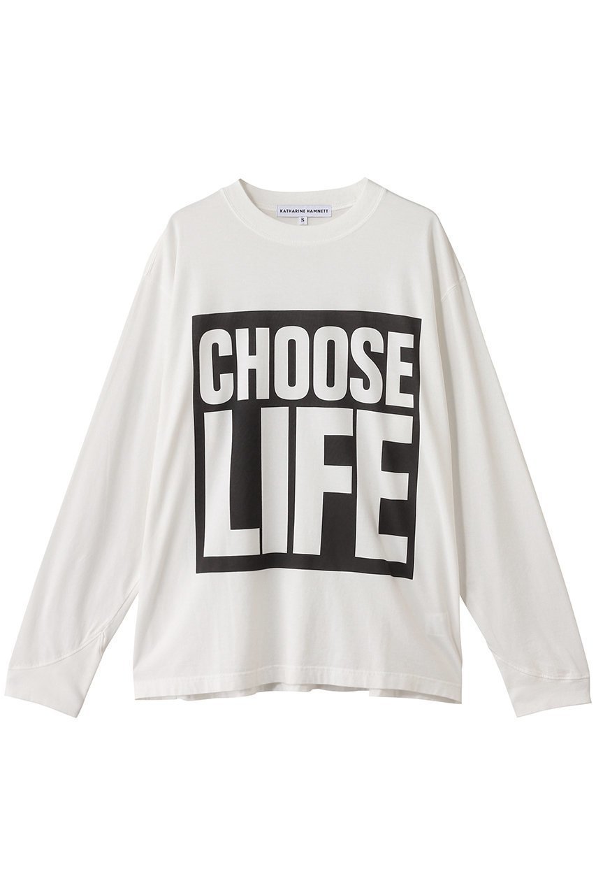 【キャサリンハムネット/KATHARINE HAMNETT LONDON】のロングスリーブ スローガンTシャツ インテリア・キッズ・メンズ・レディースファッション・服の通販 founy(ファニー) 　ファッション　Fashion　レディースファッション　Fashion for Women　トップス・カットソー　Cut & Sew Tops　シャツ・ブラウス・オフィスカジュアル　Elegant Blouses & Button-Ups　ロングTシャツ・Tシャツ　Longline T-Shirts & Tees　カットソー・ベーシックTシャツ　Cut-and-Sewn Tops / Stretch Tees & Basics　2025年　2025　2025-2026秋冬・A/W　Autumn/Winter 2025–26 AW25–26　スリーブ　Sleeve, Long Sleeve / Short Sleeve　ボトム　Bottoms, Lower Wear　ロング　Long, Long-Length　A/W・秋冬　Autumn/Winter　ホワイト|ID: prp329100004638334 ipo3291000000033428948