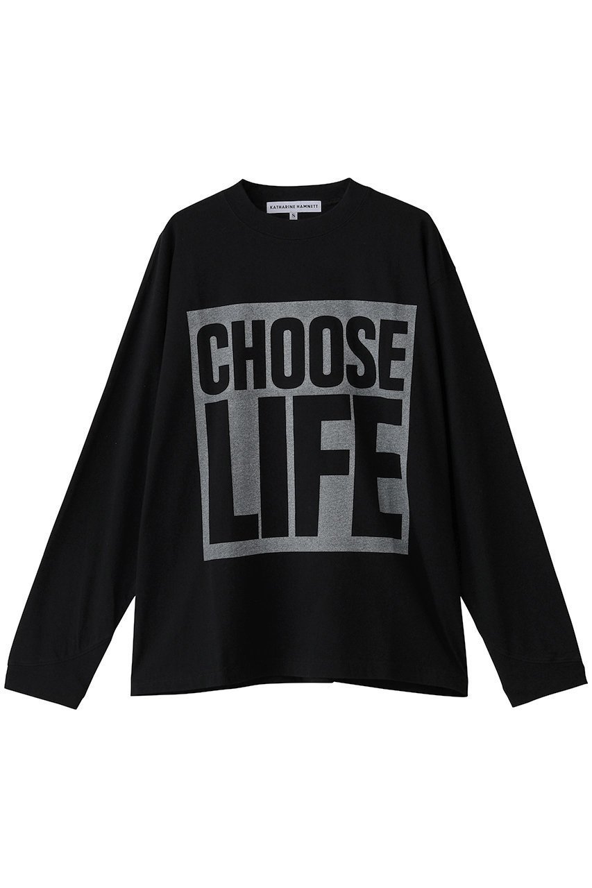【キャサリンハムネット/KATHARINE HAMNETT LONDON】の【UNISEX】ロングスリーブ スローガンTシャツ インテリア・キッズ・メンズ・レディースファッション・服の通販 founy(ファニー) 　ファッション　Fashion　レディースファッション　Fashion for Women　トップス・カットソー　Cut & Sew Tops　シャツ・ブラウス・オフィスカジュアル　Elegant Blouses & Button-Ups　ロングTシャツ・Tシャツ　Longline T-Shirts & Tees　カットソー・ベーシックTシャツ　Cut-and-Sewn Tops / Stretch Tees & Basics　ユニセックス　Unisex, Genderless　スリーブ　Sleeve, Long Sleeve / Short Sleeve　ボトム　Bottoms, Lower Wear　ロング　Long, Long-Length　ブラック|ID: prp329100004638334 ipo3291000000033790898