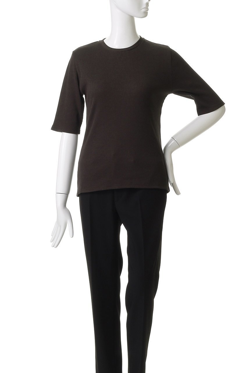 【プルミエ アロンディスモン/1er Arrondissement】のリブ5分袖Tシャツ 人気、トレンドファッション・服の通販 founy(ファニー) 　ファッション　Fashion　レディースファッション　Fashion for Women　トップス・カットソー　Cut & Sew Tops　シャツ・ブラウス・オフィスカジュアル　Elegant Blouses & Button-Ups　ロングTシャツ・Tシャツ　Longline T-Shirts & Tees　カットソー・ベーシックTシャツ　Cut-and-Sewn Tops / Stretch Tees & Basics　ショート　Short, Short Length　シンプル　Simple, Minimal　ジャケット　Jacket, Outerwear　スリーブ　Sleeve, Long Sleeve / Short Sleeve　定番　Standard, Basic Item　other-2|ID: prp329100004639131 ipo3291000000035780381