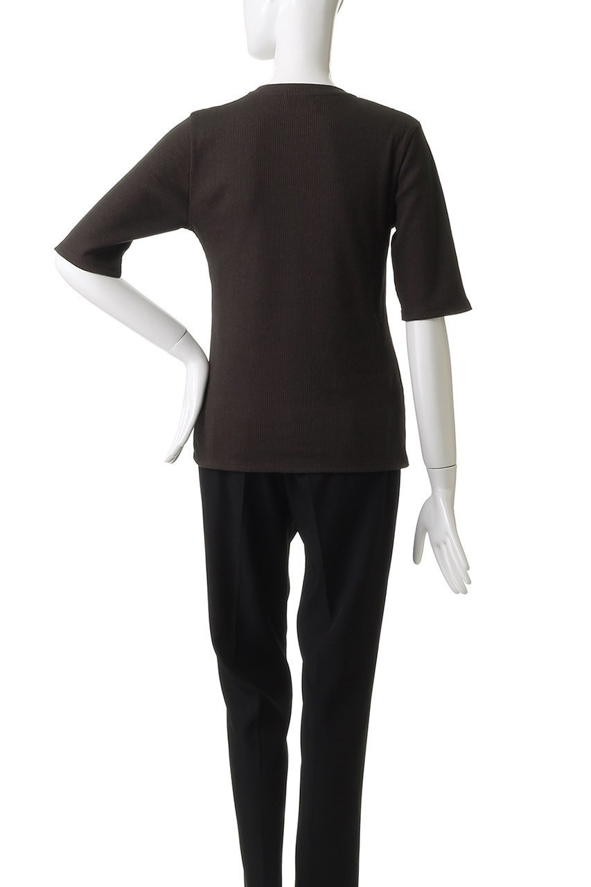 【プルミエ アロンディスモン/1er Arrondissement】のリブ5分袖Tシャツ 人気、トレンドファッション・服の通販 founy(ファニー) 　ファッション　Fashion　レディースファッション　Fashion for Women　トップス・カットソー　Cut & Sew Tops　シャツ・ブラウス・オフィスカジュアル　Elegant Blouses & Button-Ups　ロングTシャツ・Tシャツ　Longline T-Shirts & Tees　カットソー・ベーシックTシャツ　Cut-and-Sewn Tops / Stretch Tees & Basics　ショート　Short, Short Length　シンプル　Simple, Minimal　ジャケット　Jacket, Outerwear　スリーブ　Sleeve, Long Sleeve / Short Sleeve　定番　Standard, Basic Item　other-4|ID: prp329100004639131 ipo3291000000035780383