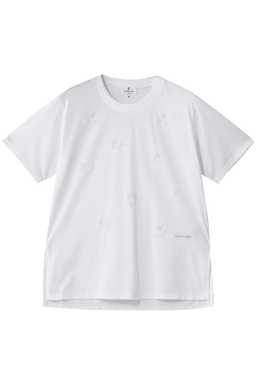 【ランバン オン ブルー/LANVIN en Bleu】のフラワービーズ刺しゅうTシャツ インテリア・キッズ・メンズ・レディースファッション・服の通販 founy(ファニー) 　ファッション　Fashion　レディースファッション　Fashion for Women　トップス・カットソー　Cut & Sew Tops　シャツ・ブラウス・オフィスカジュアル　Elegant Blouses & Button-Ups　ロングTシャツ・Tシャツ　Longline T-Shirts & Tees　カットソー・ベーシックTシャツ　Cut-and-Sewn Tops / Stretch Tees & Basics　2025年　2025　2025-2026秋冬・A/W　Autumn/Winter 2025–26 AW25–26　ショート　Short, Short Length　スリーブ　Sleeve, Long Sleeve / Short Sleeve　フラワー　Flower, Floral　モチーフ　Motif, Design Theme　A/W・秋冬　Autumn/Winter　オフ|ID: prp329100004639132 ipo3291000000033438937