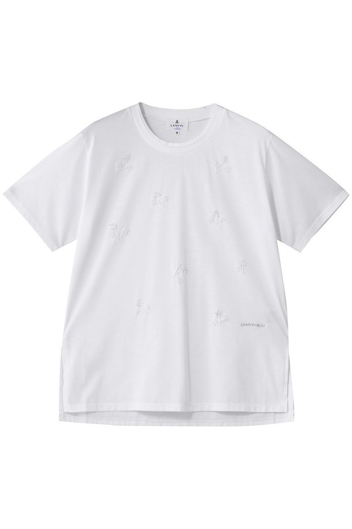 【ランバン オン ブルー/LANVIN en Bleu】のフラワービーズ刺しゅうTシャツ インテリア・キッズ・メンズ・レディースファッション・服の通販 founy(ファニー) https://founy.com/ ファッション Fashion レディースファッション Fashion for Women トップス・カットソー Cut & Sew Tops シャツ・ブラウス・オフィスカジュアル Elegant Blouses & Button-Ups ロングTシャツ・Tシャツ Longline T-Shirts & Tees カットソー・ベーシックTシャツ Cut-and-Sewn Tops / Stretch Tees & Basics ショート Short, Short Length スリーブ Sleeve, Long Sleeve / Short Sleeve フラワー Flower, Floral モチーフ Motif, Design Theme |ID: prp329100004639132 ipo3291000000036038926
